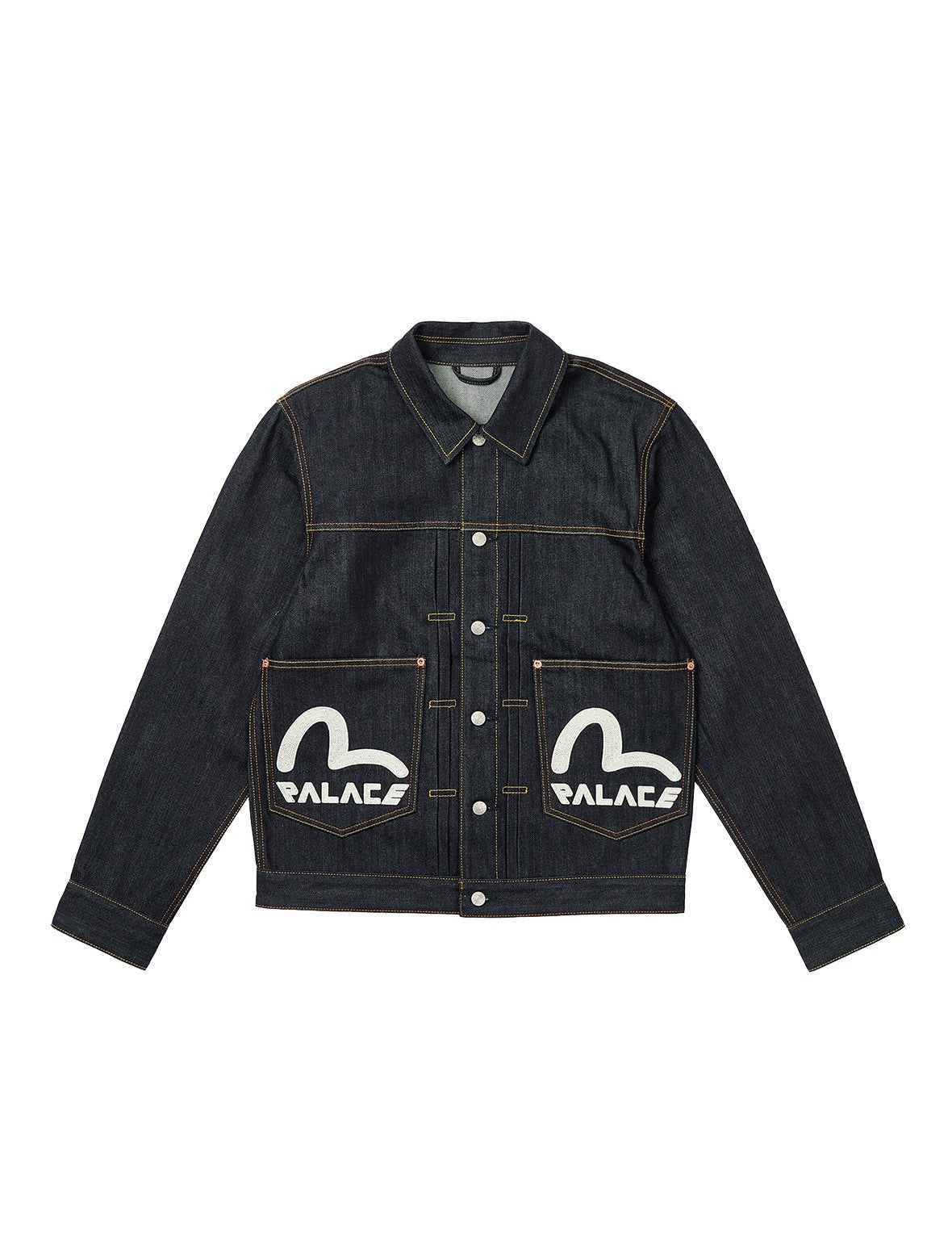 PALACE EVISU Logo Embroidery and Dice Daicock Print Regular Fit Denim Jacket - 8