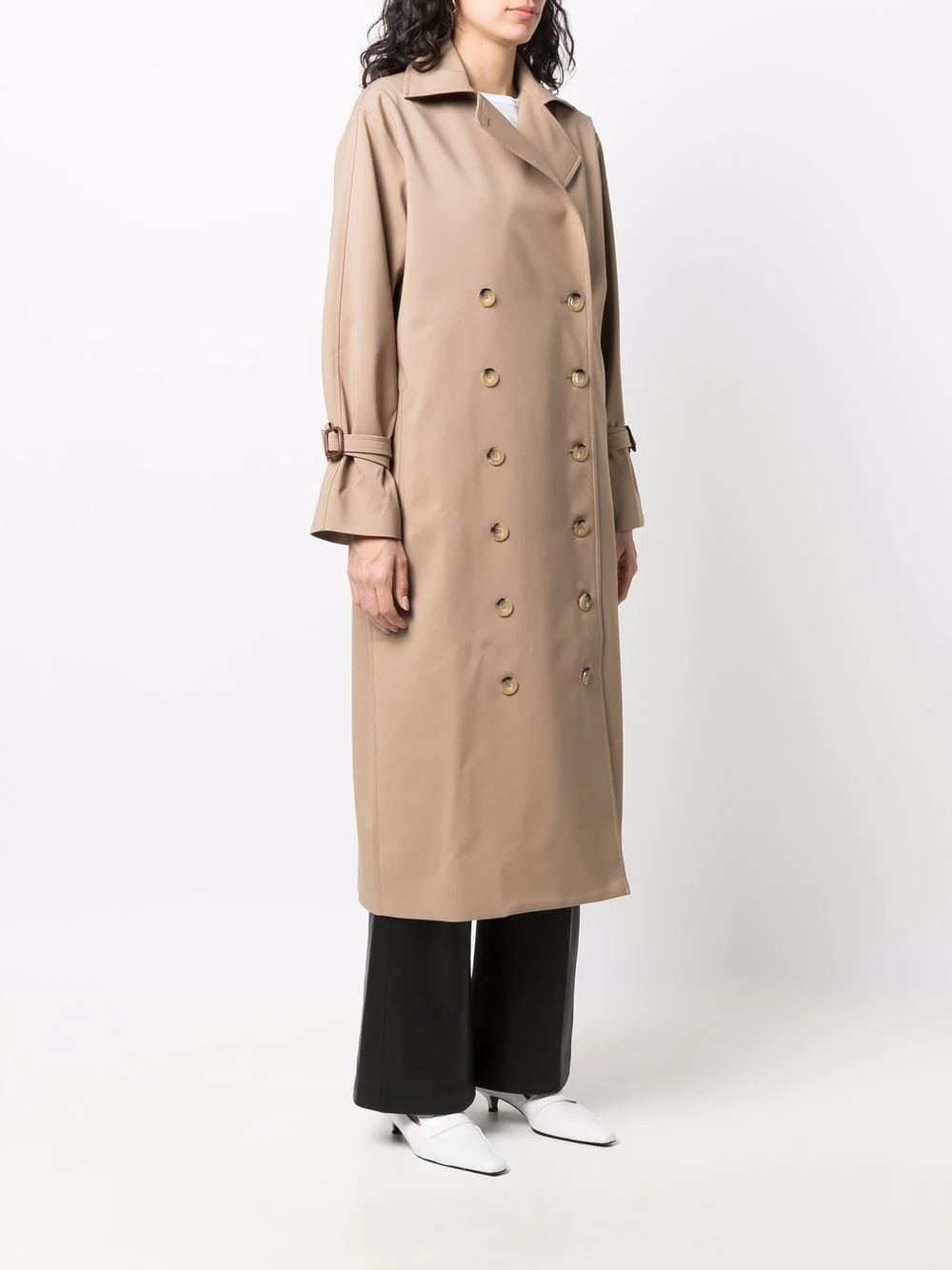 double-breasted mid-length coat - 3