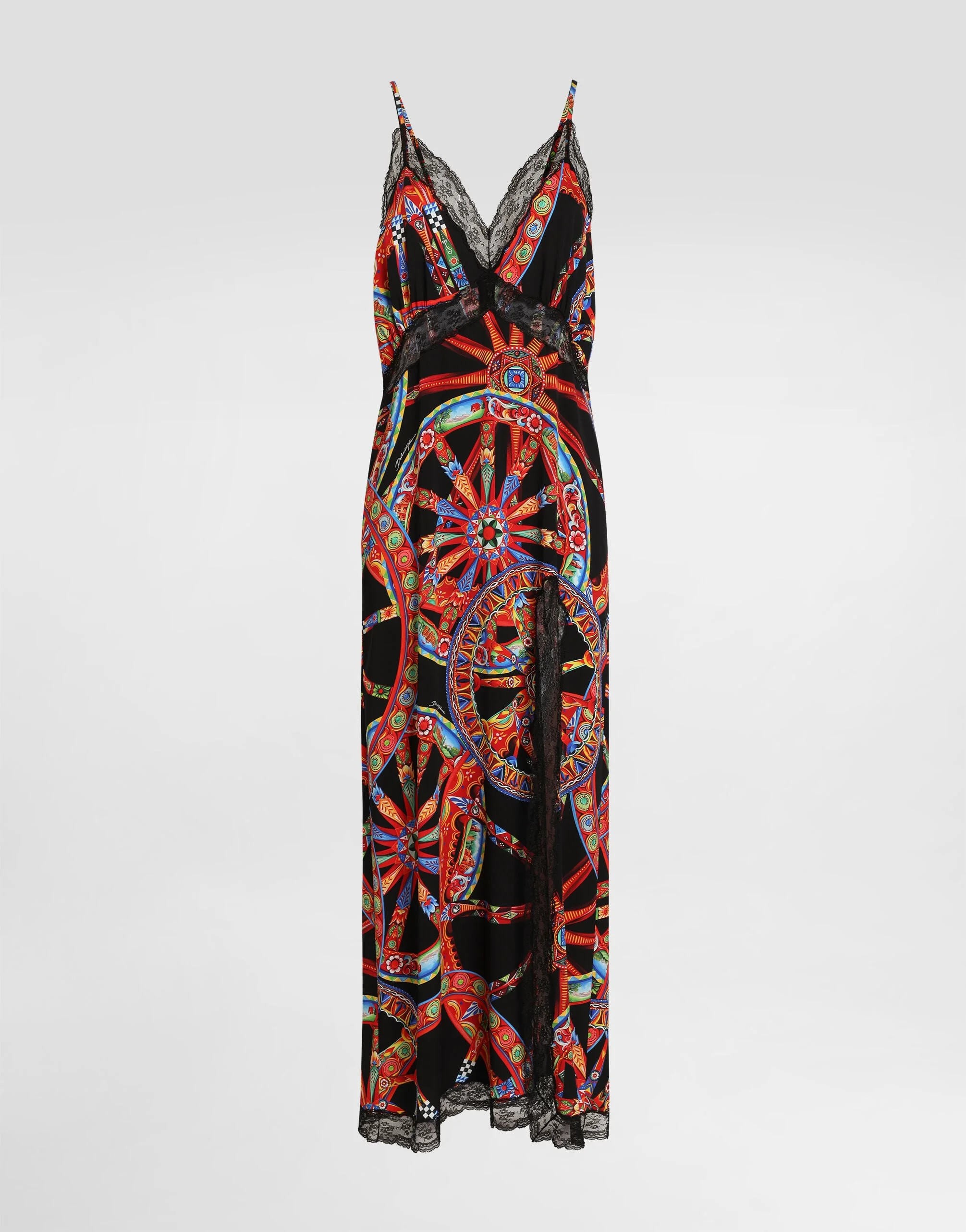 Carretto-print charmeuse slip dress - 1
