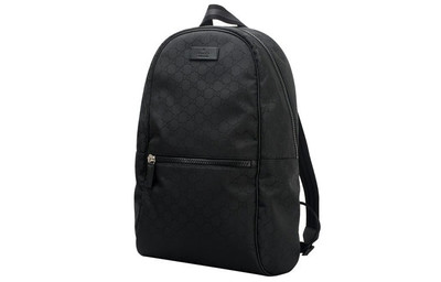 GUCCI Men's GUCCI Logo Leather Logo Nylon Large Capacity schoolbag Backpack Black 449181-G1XYN-8615 outlook