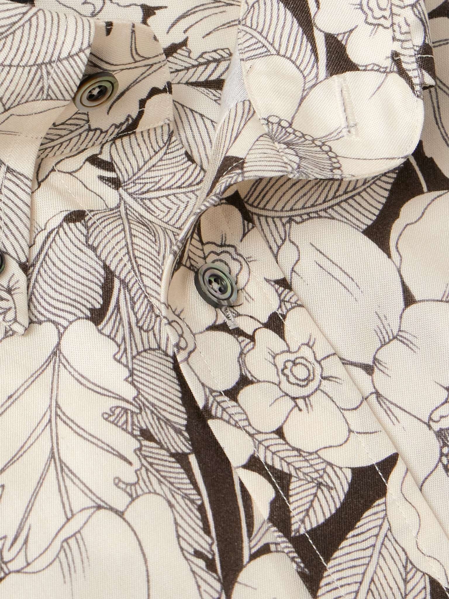 Button-Down Collar Floral-Print Lyocell Shirt - 5