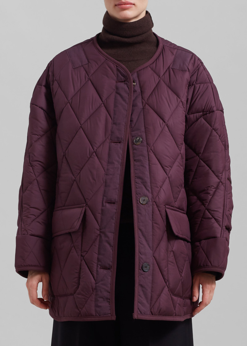 Teddy Quilted Jacket - Burgundy 5