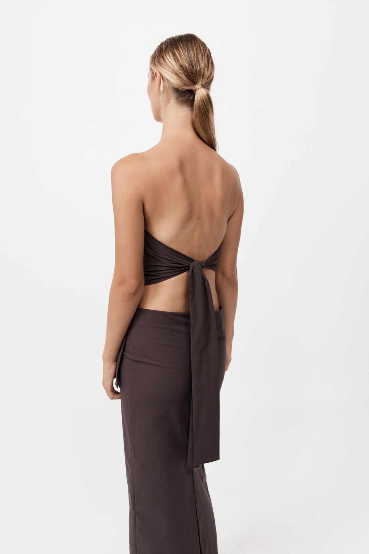 Strapless Tie Back Top - Chocolate Plum - 4