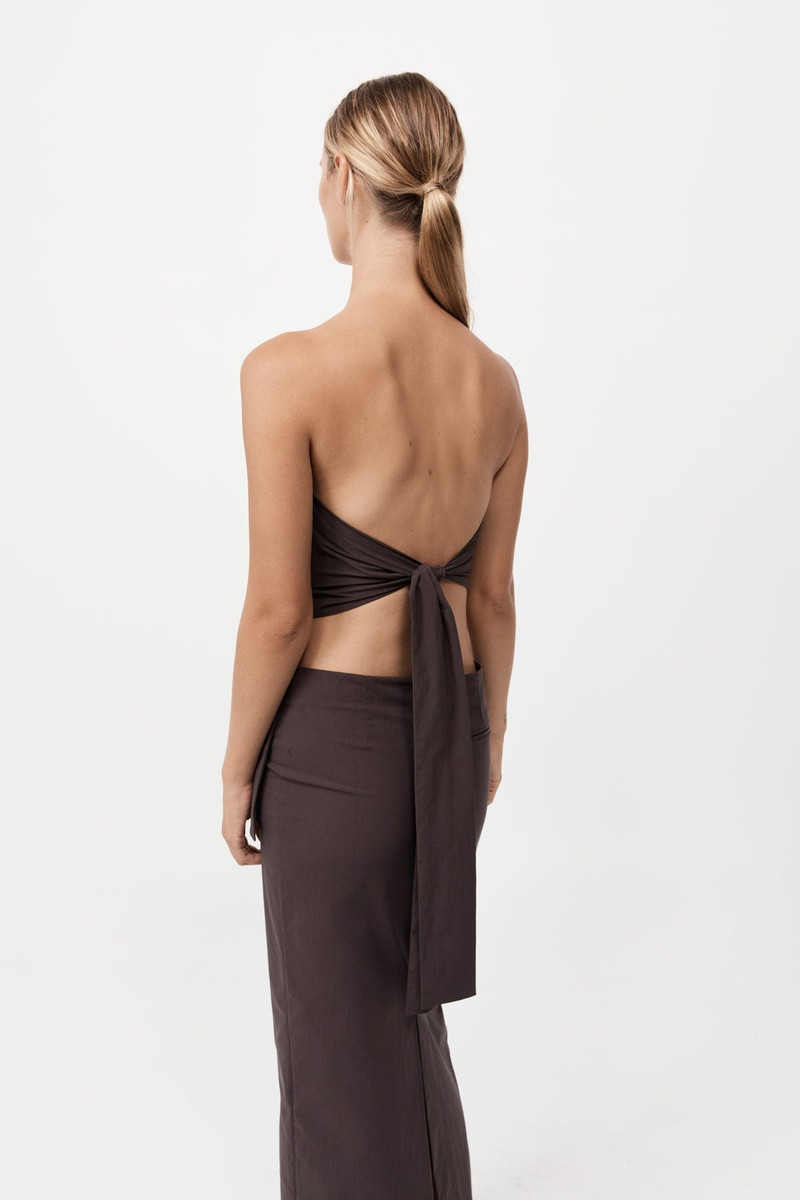 Strapless Tie Back Top - Chocolate Plum 4