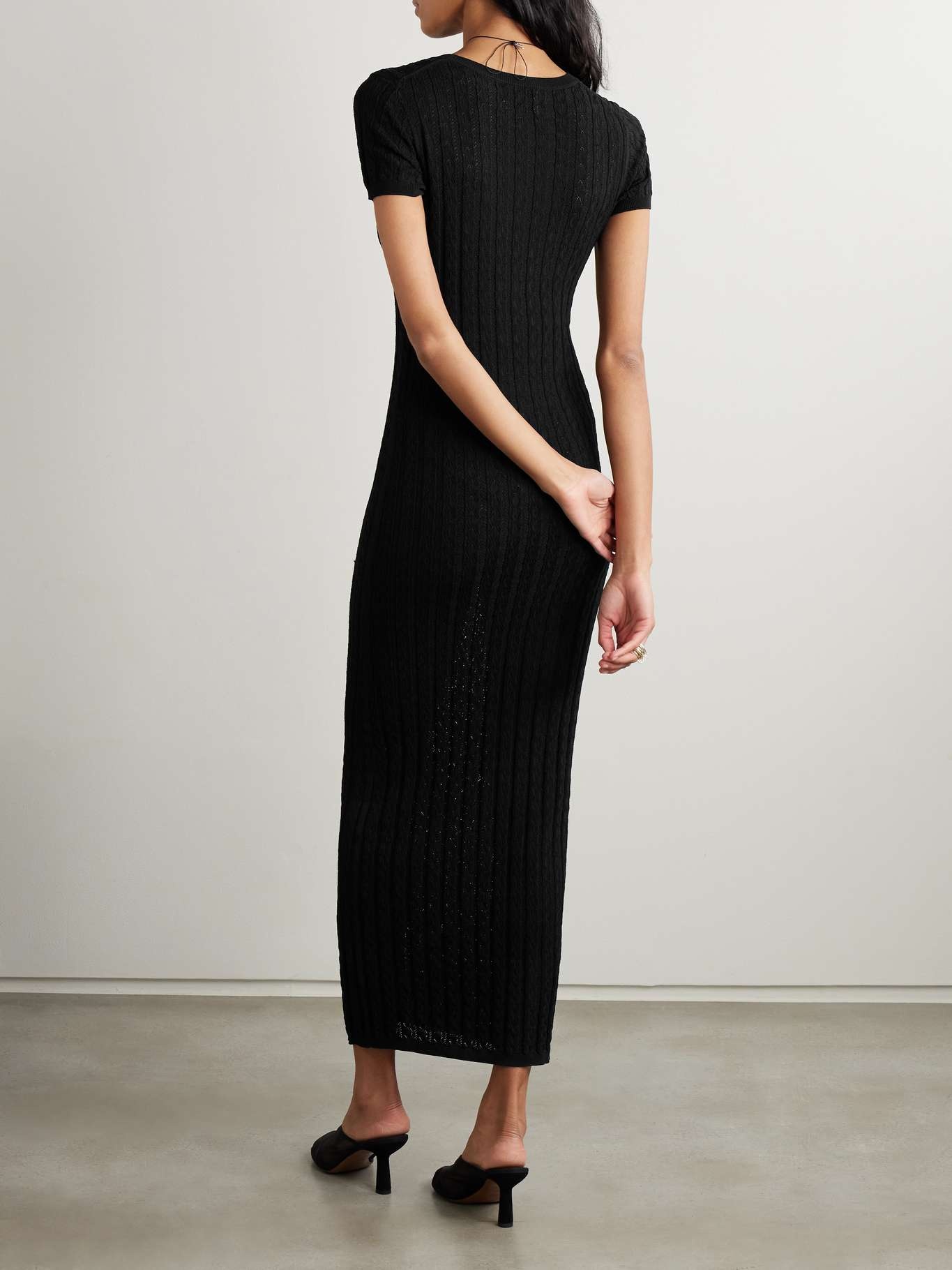 Aruba pointelle-knit midi dress Black - 3