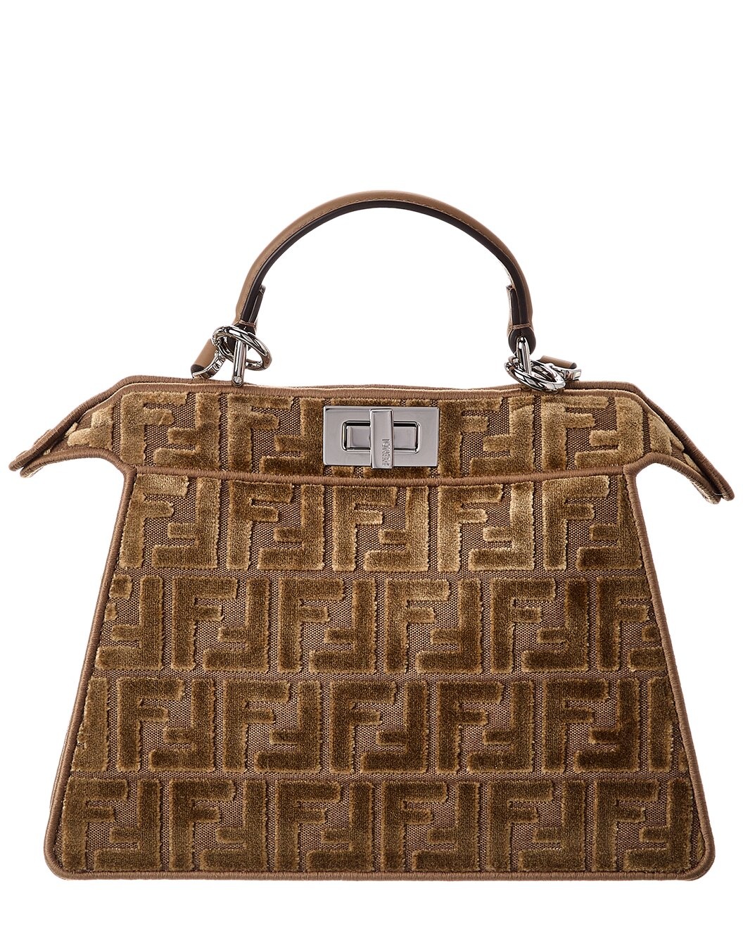 FENDI Peekaboo ISeeYou Small FF Jacquard Velvet & Leather Satchel - 2