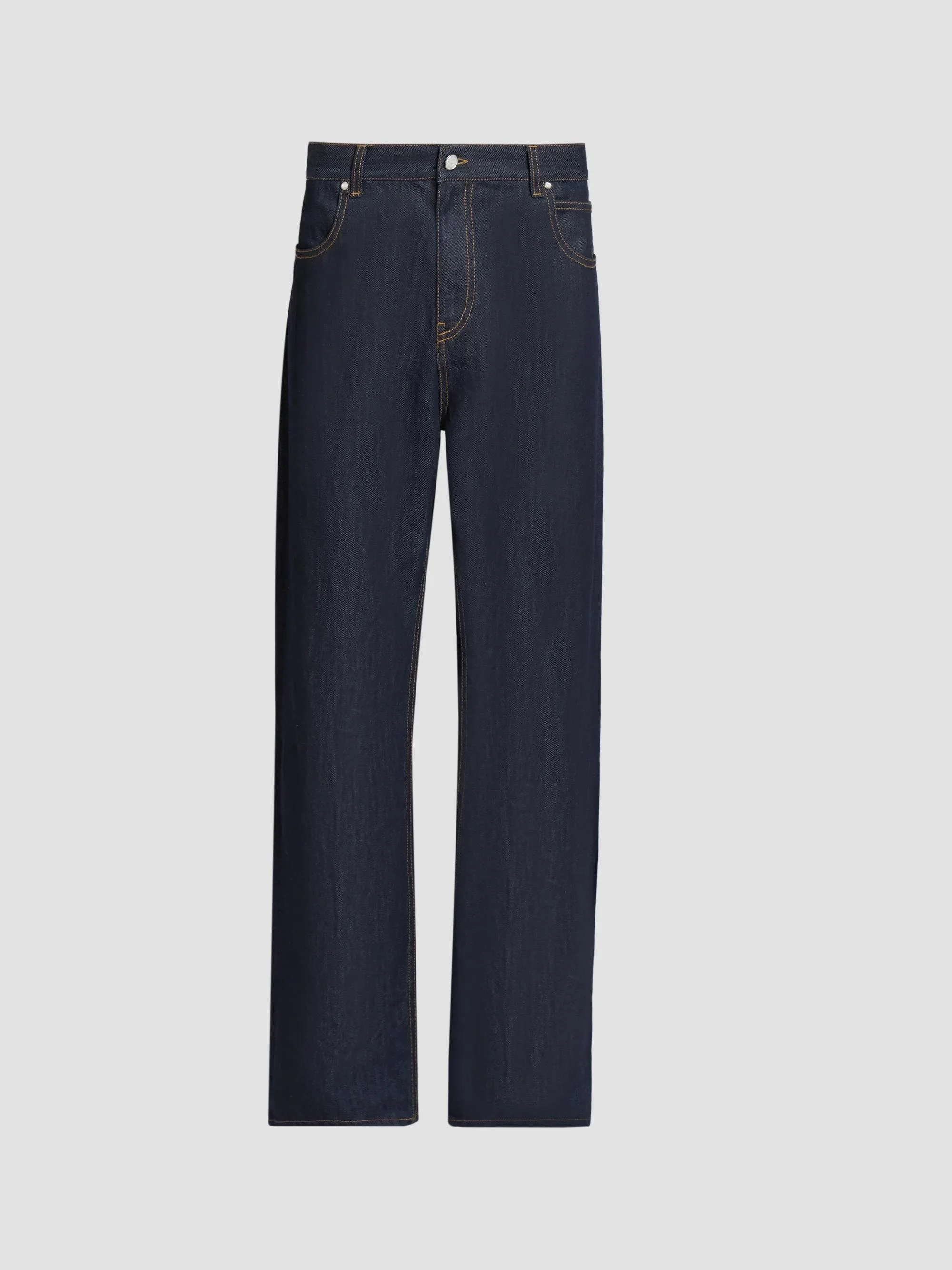 Men's Raw Denim Baggy Jeans - Blue - 1