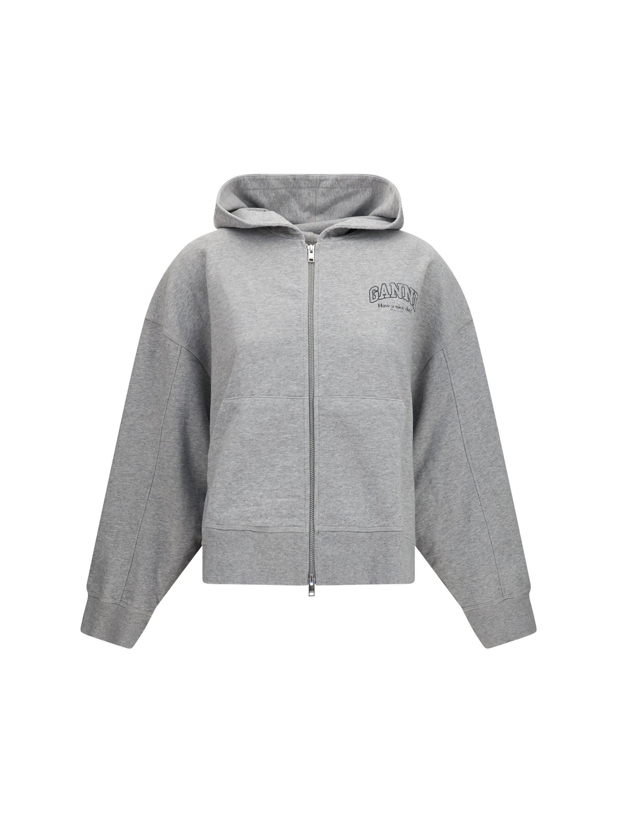 Ganni Women Cotton Zip-Up Hoodie - 1