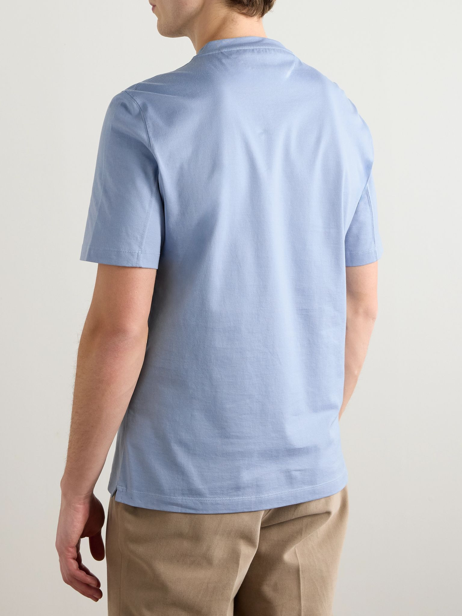 Logo-Printed Cotton-Jersey T-Shirt Blue - 4