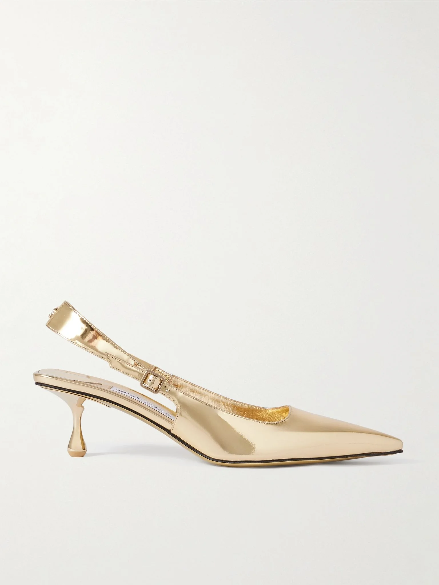 Amel 50 logo-embellished metallic leather slingback pumps Gold - 1