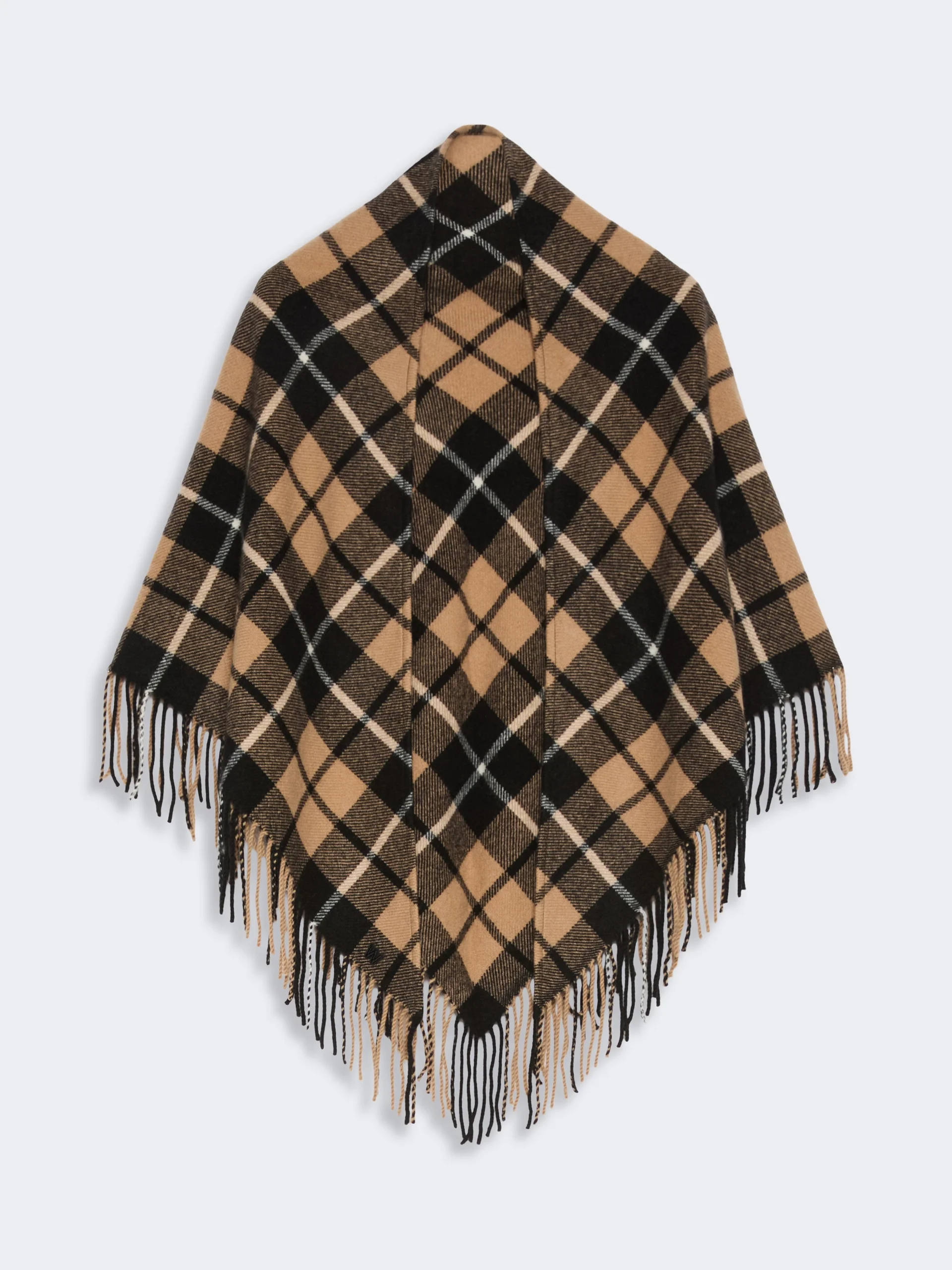 UMIDO Tartan cashmere stole - COFFEE - 1