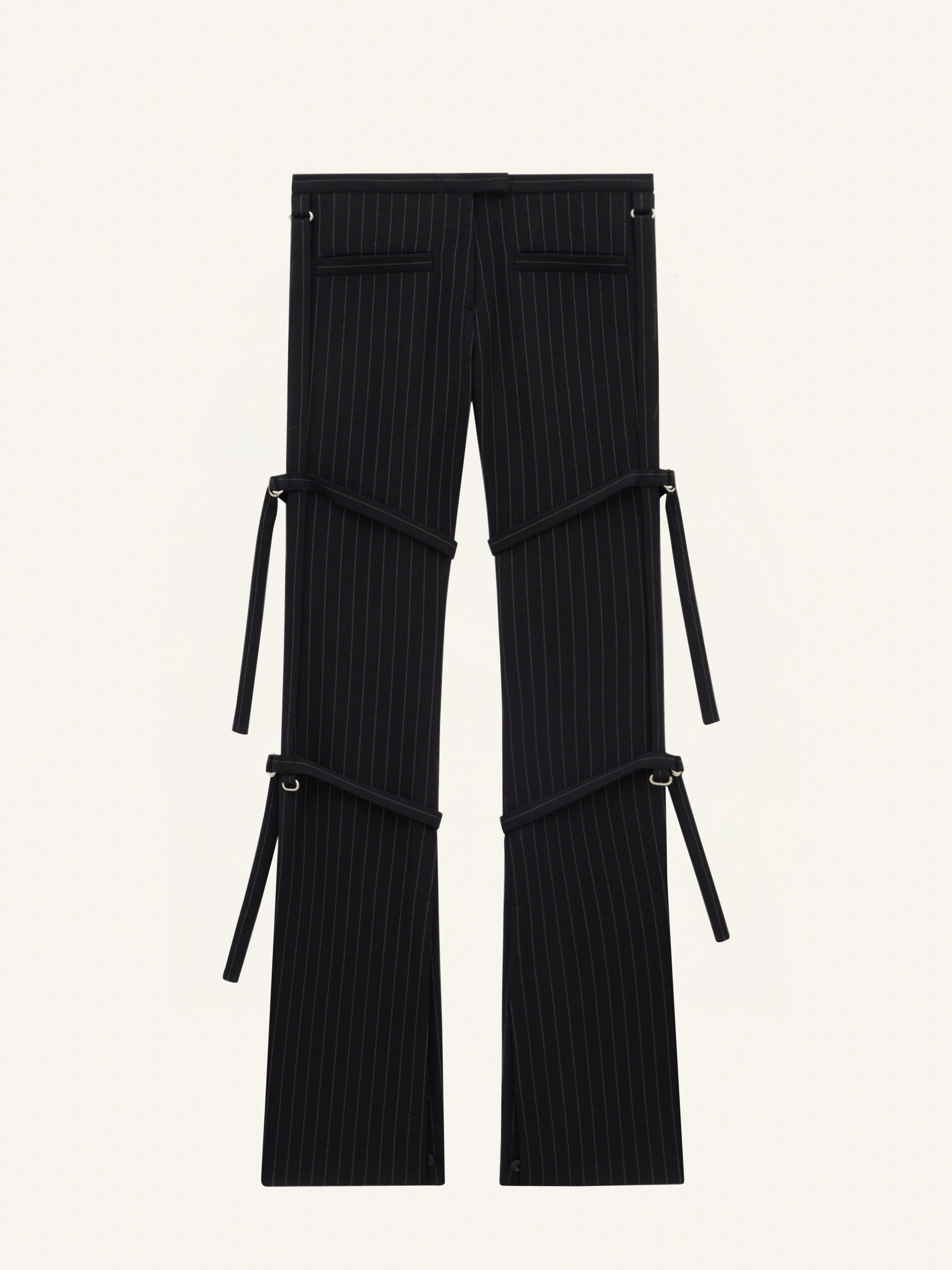 MULTI-STRAPS PINSTRIPES BOOTCUT PANTS - 1