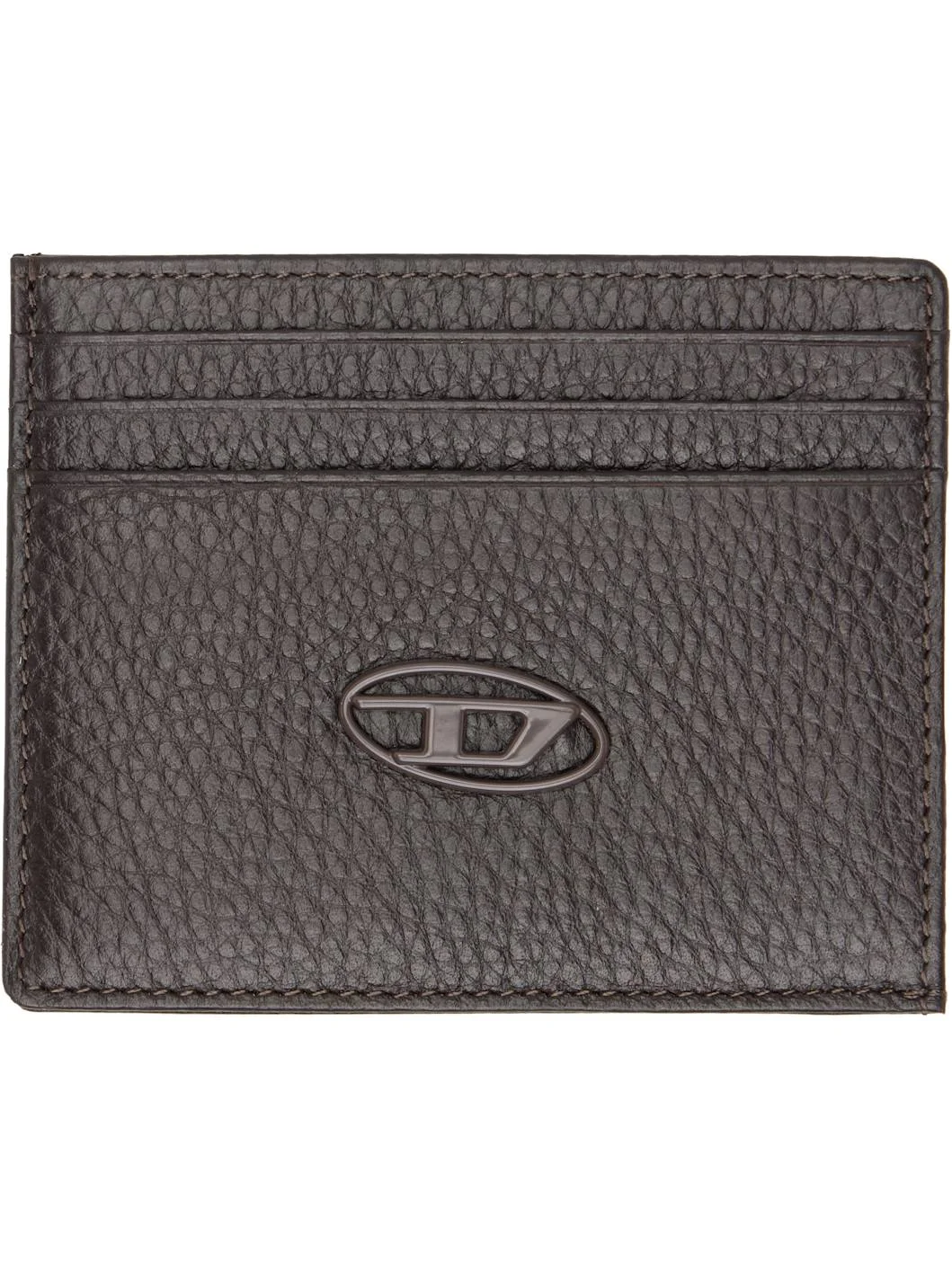 Brown Grained Leather Card Holder - 1