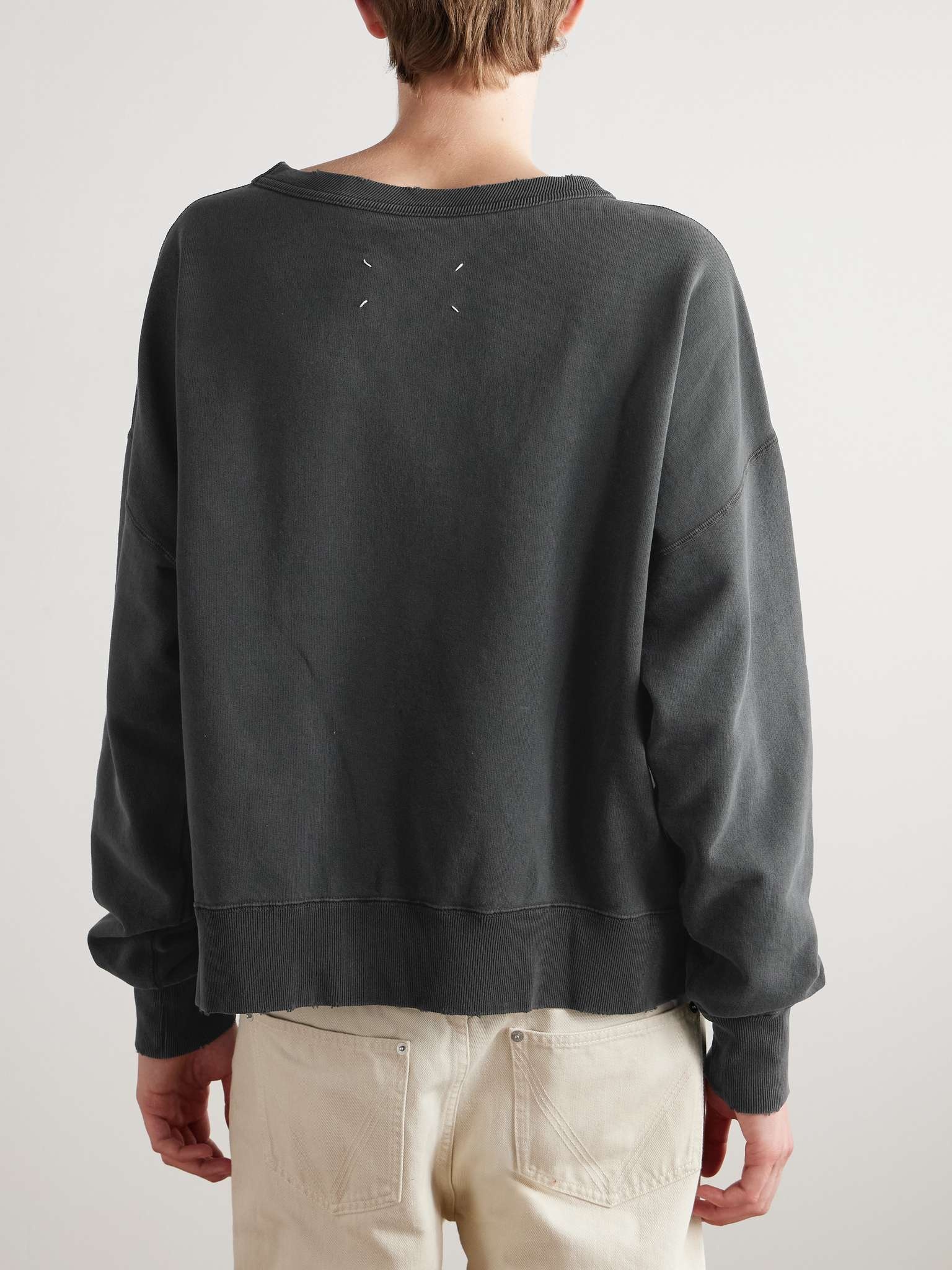 Cropped Paint-Splattered Cotton-Jersey Sweatshirt - 4