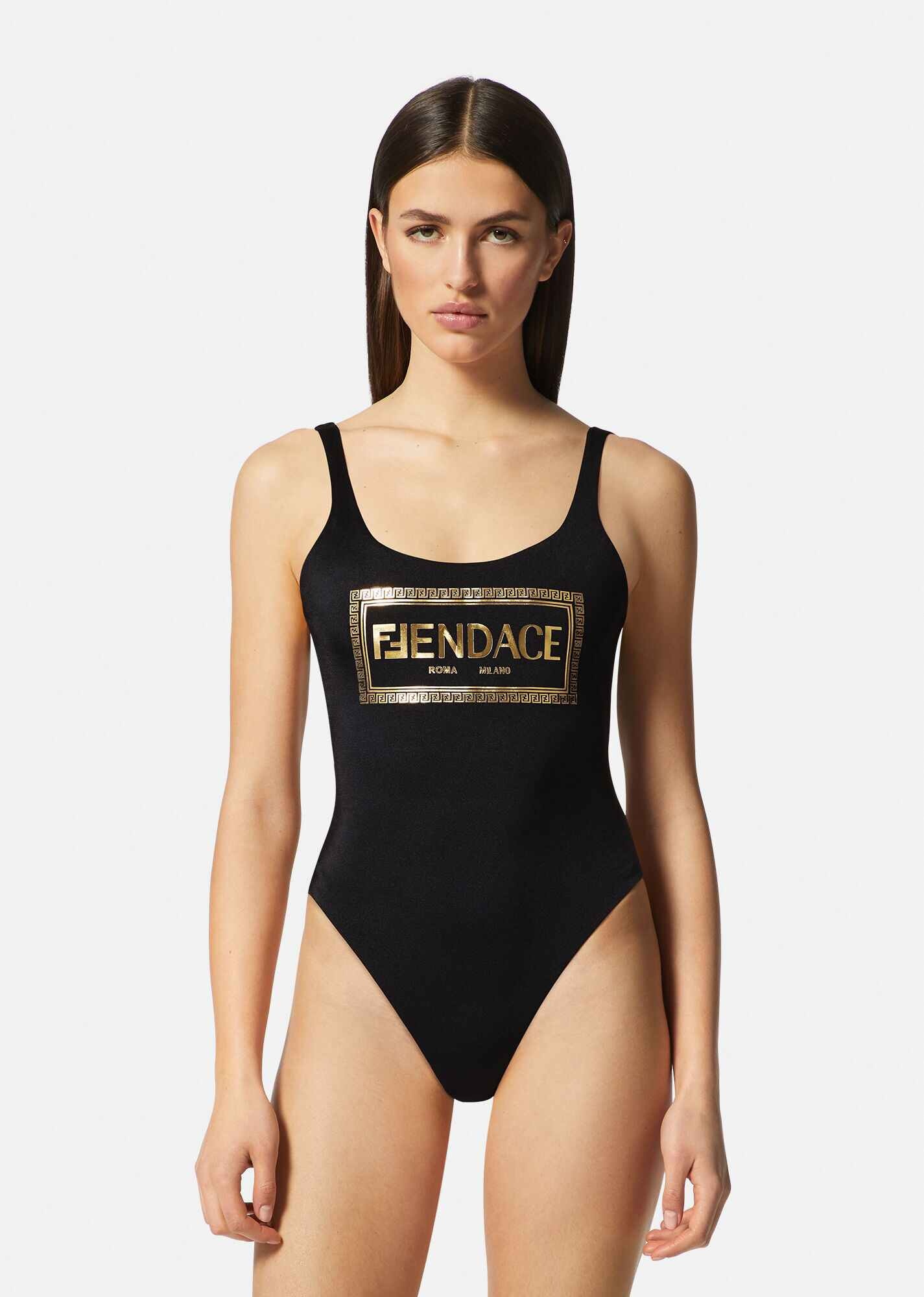 FENDI x VERSACE Fendace Logo One Piece Swimsuit REVERSIBLE