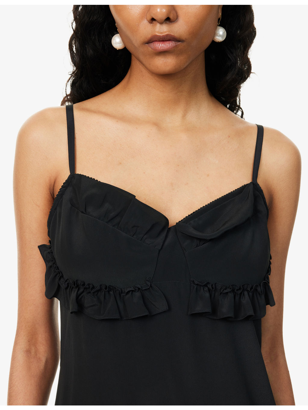 Ruffled Shoulder-Straps Woven Midi Dress - 5