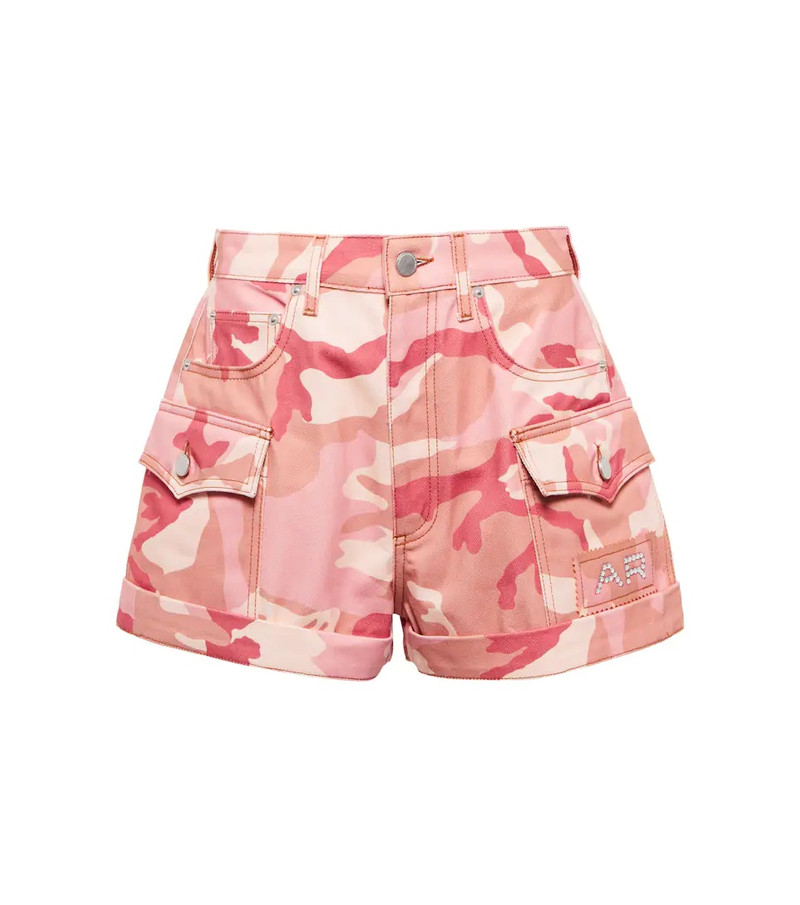 Camouflage high-rise denim shorts - 1