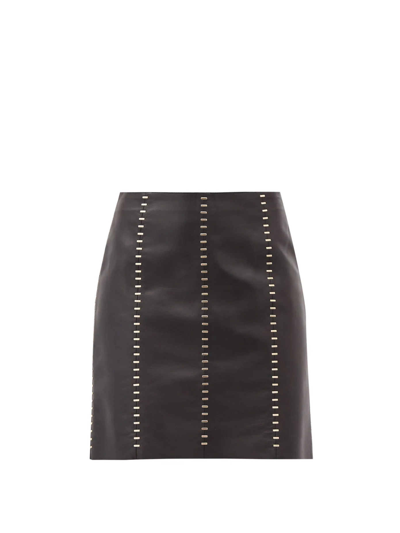 Staple-stitched leather mini dress - 1