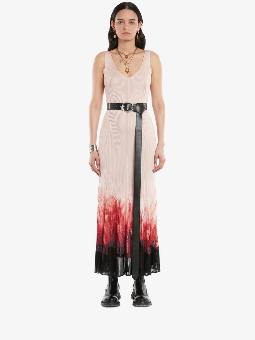 Paper Flower Engineered Knit Dress in Rose Gold - 2