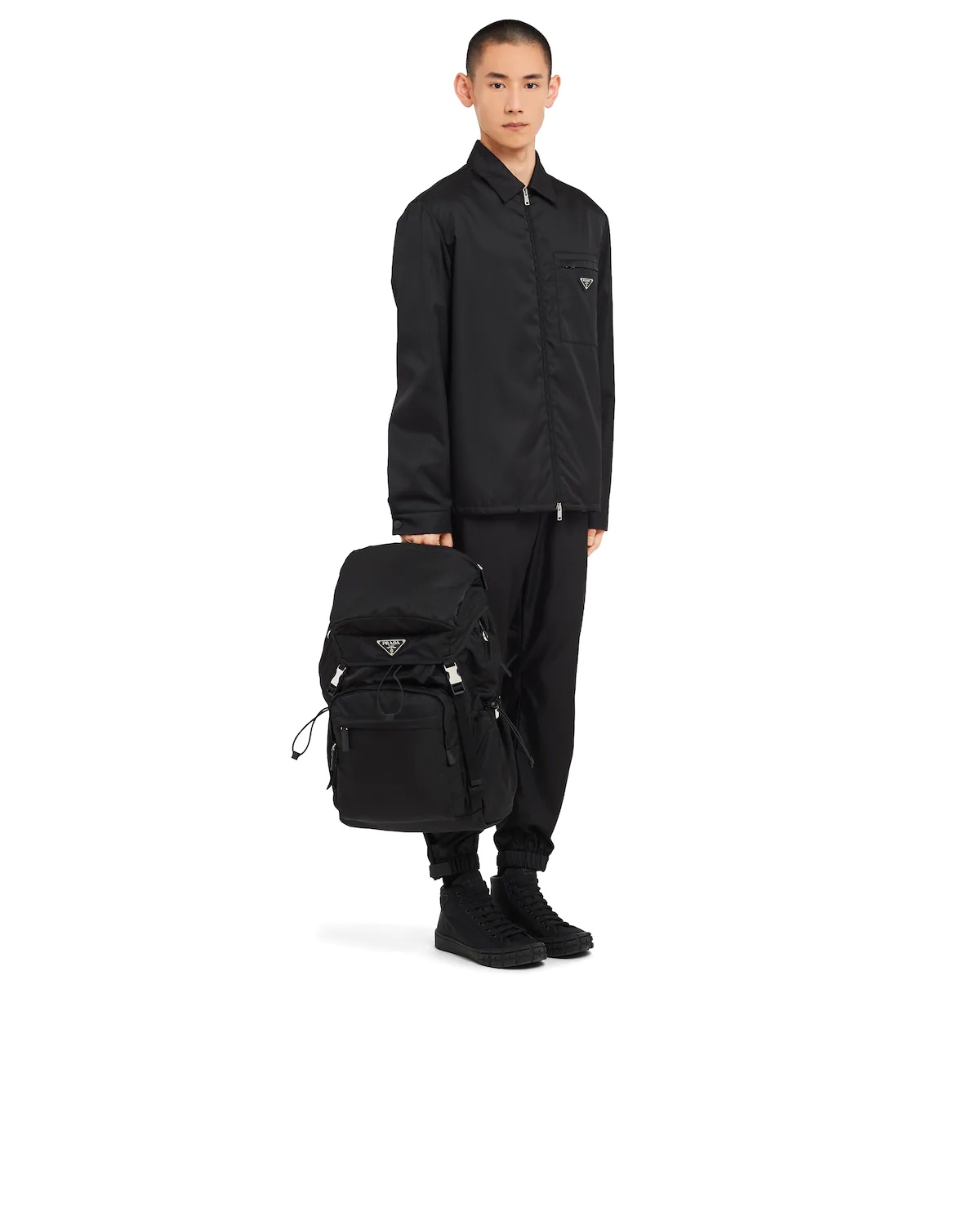 Re-Nylon and Saffiano leather backpack - 7