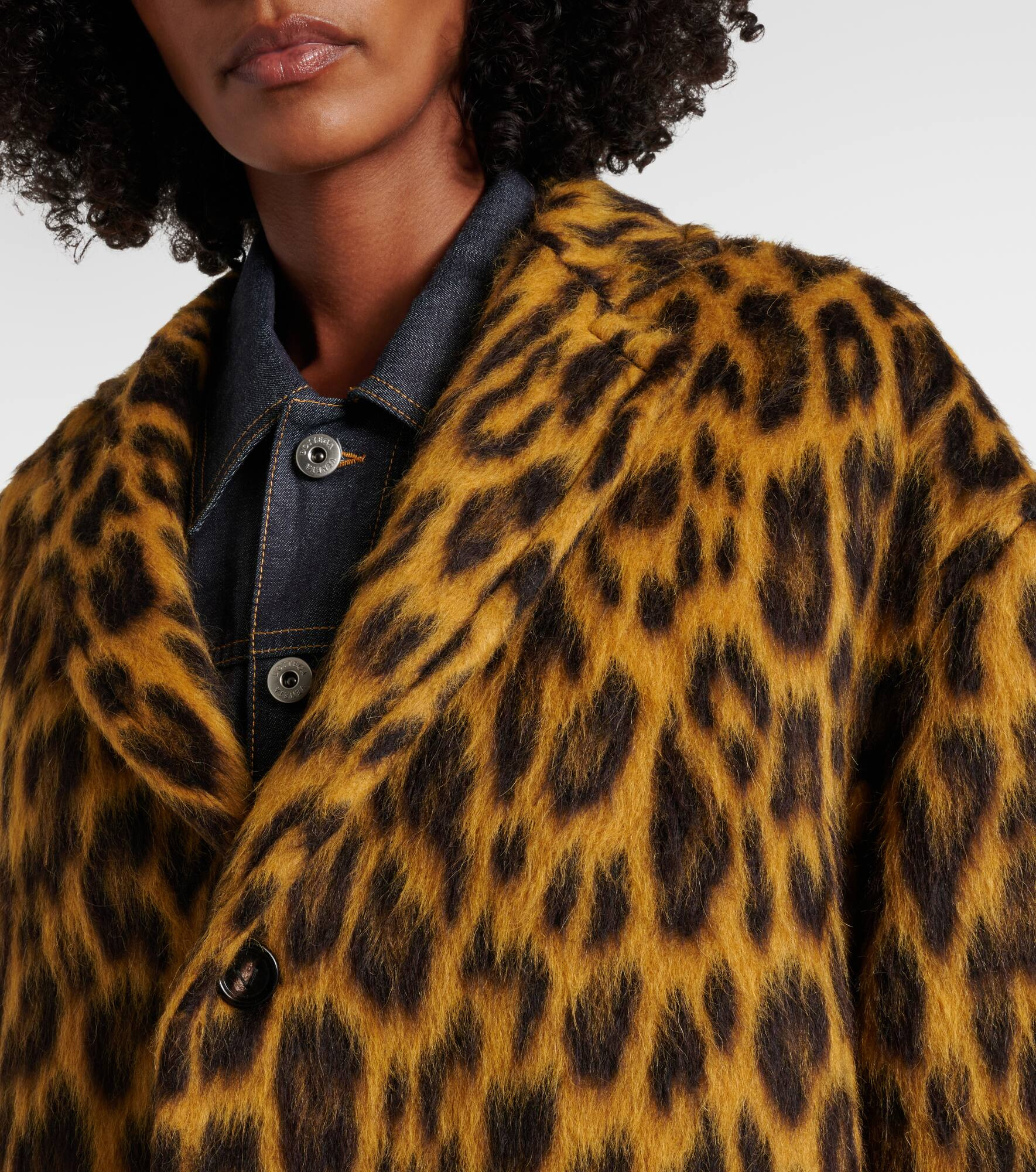 Leopard-print alpaca, wool, and silk coat - 4