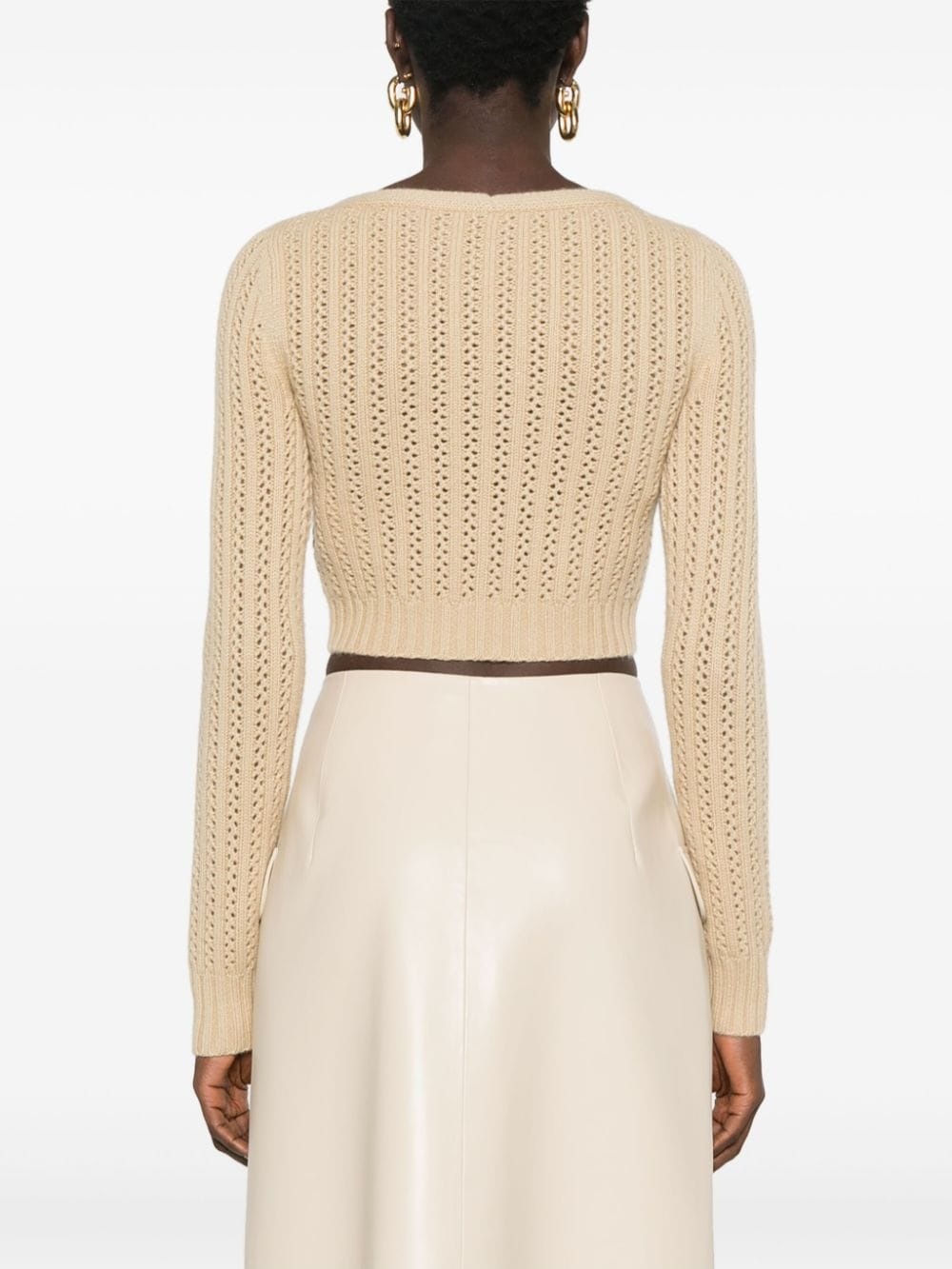 cropped open-knit jumper - 4