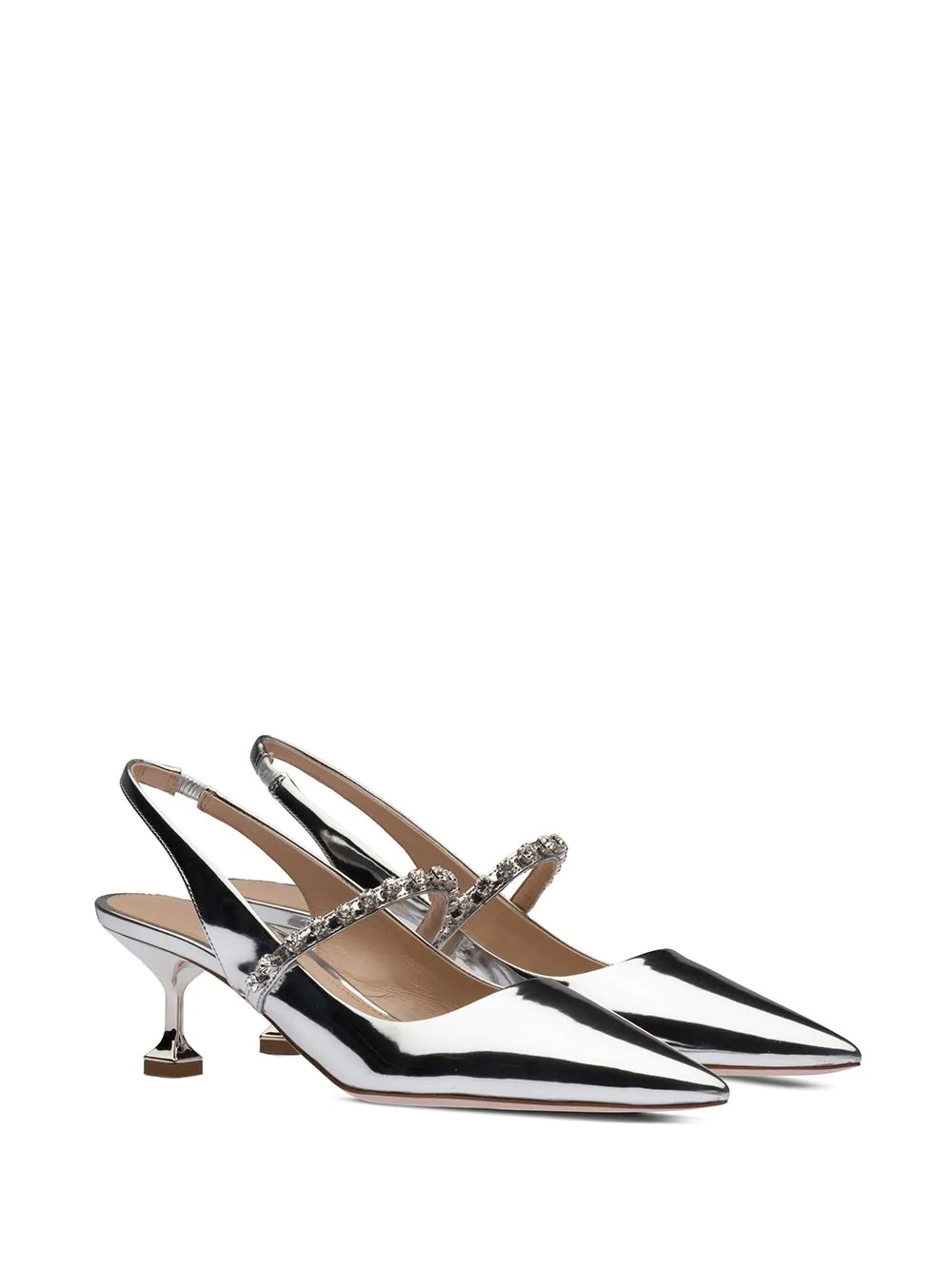 metallic crystal-embellished 55mm slingback pumps - 2