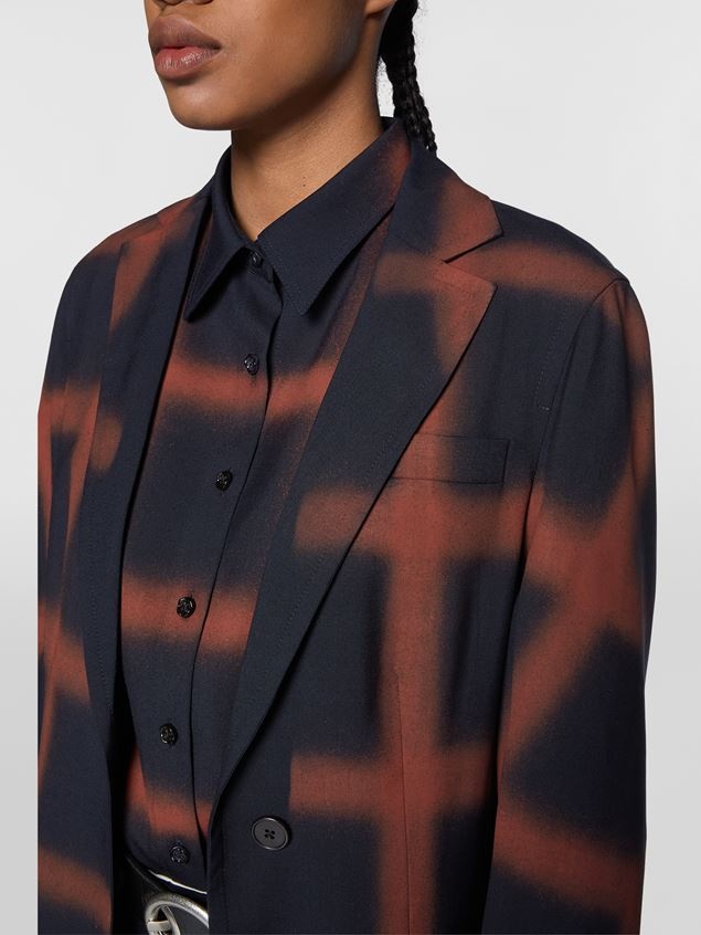 VIRGIN WOOL COAT WITH HAND-SPRAYED CHECK DESIGN - 5