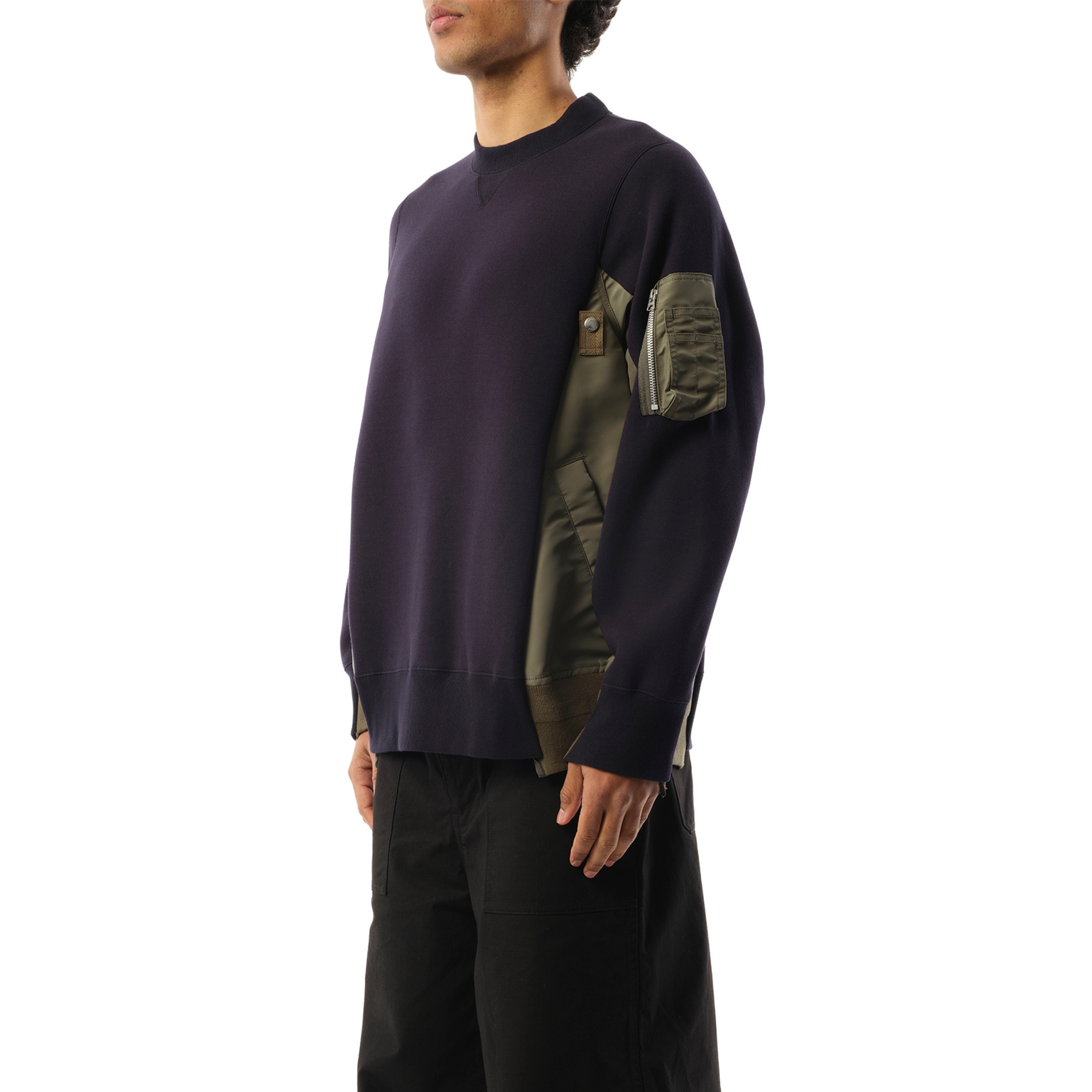 トップス sacai Sponge Sweat Nylon Twill Pullover Navy & Khaki Sponge Sweat x Nylon Twill Pullover Sweatshirt