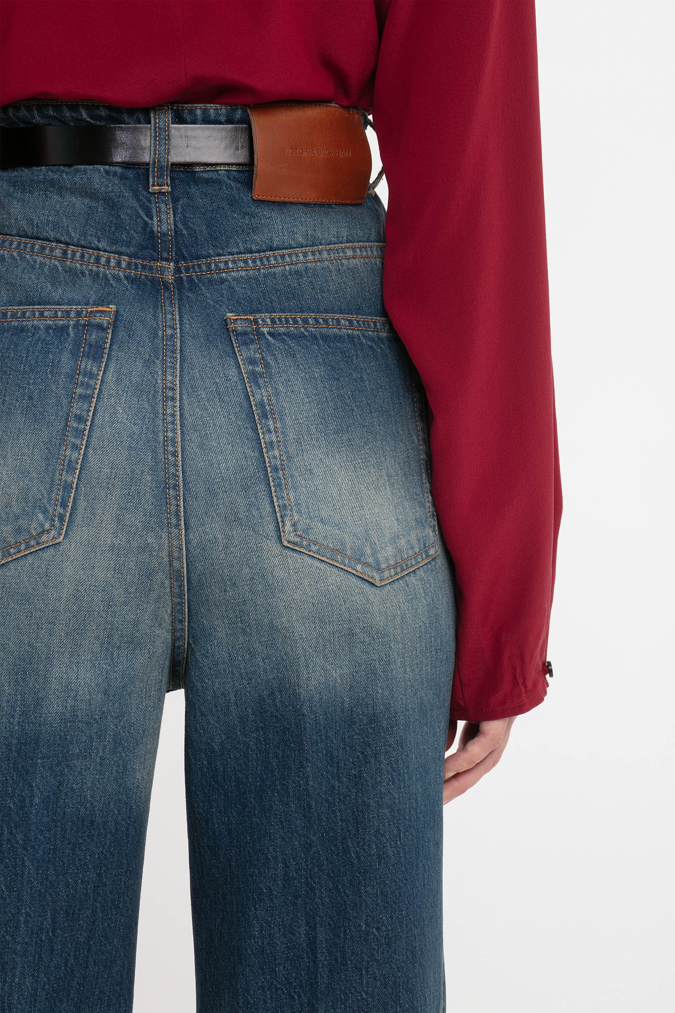 Wide Leg Kick Jean In Broken Vintage Wash - 6