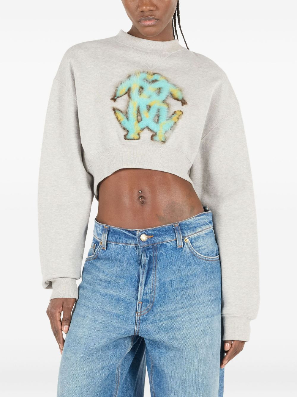 logo-motif cropped sweatshirt - 3
