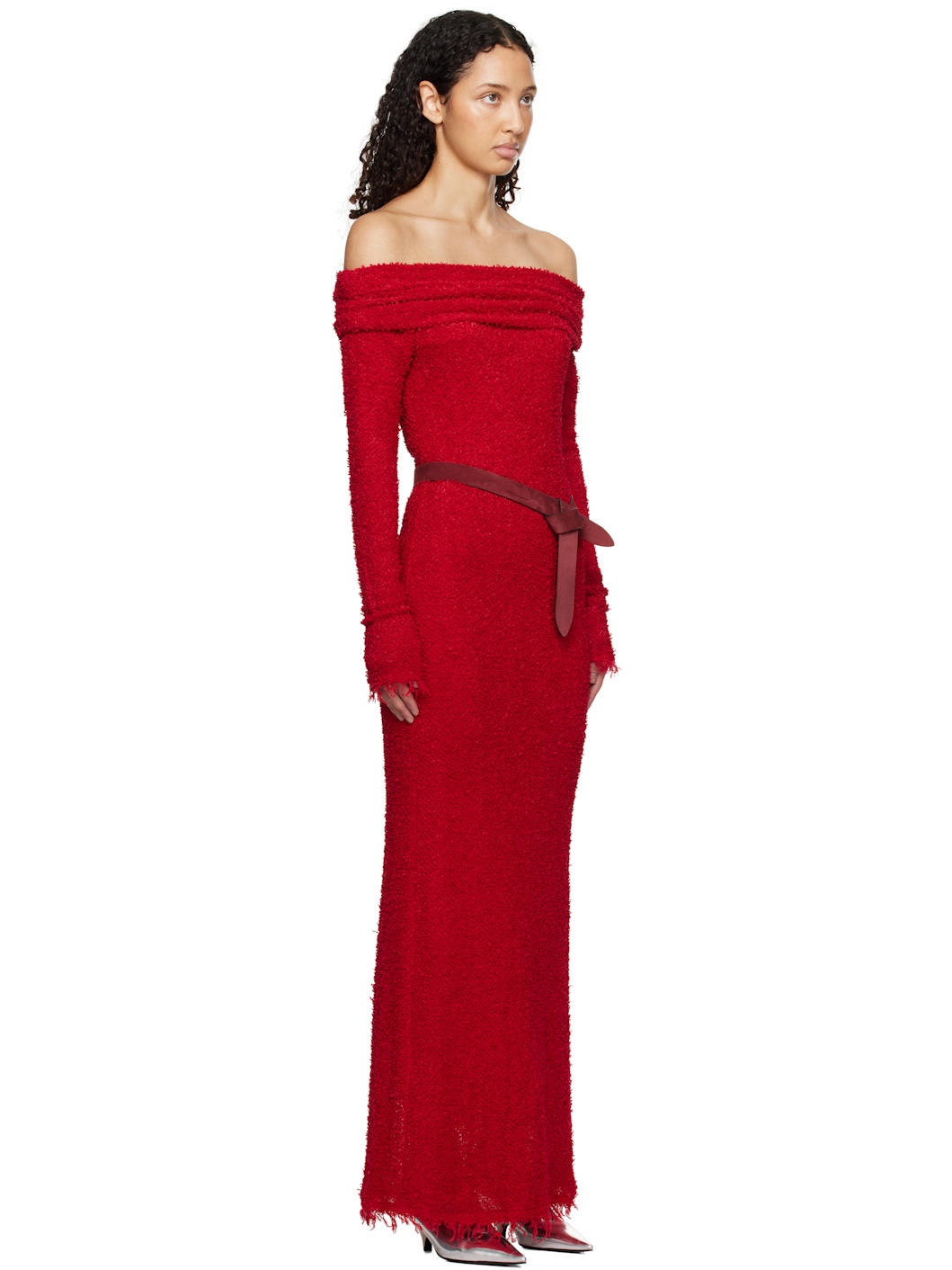 Red Ormany Bouclé Maxi Dress - 2