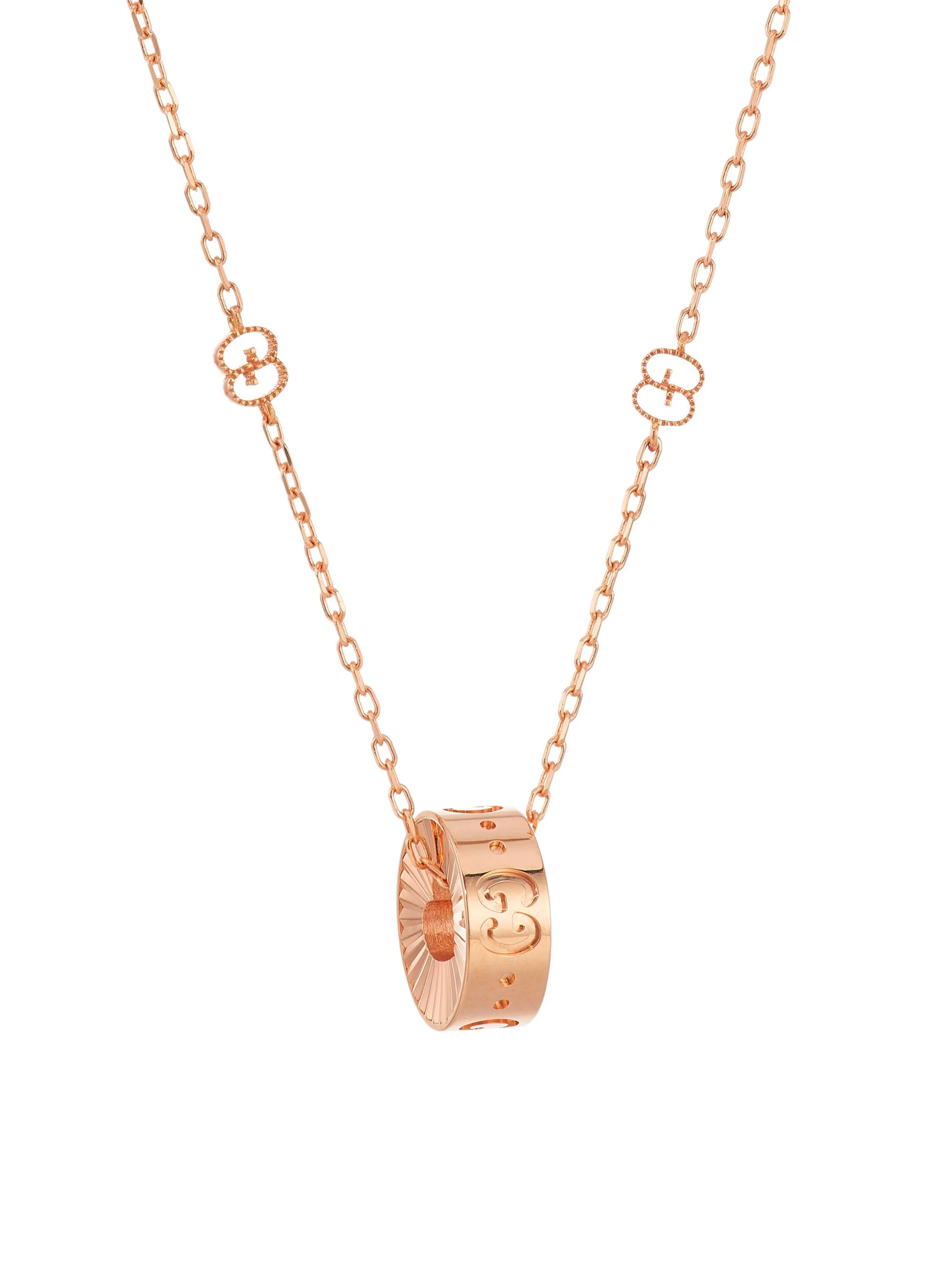 Women's Icon 18K Pink Gold GG Pendant Necklace - Pink Gold - 1