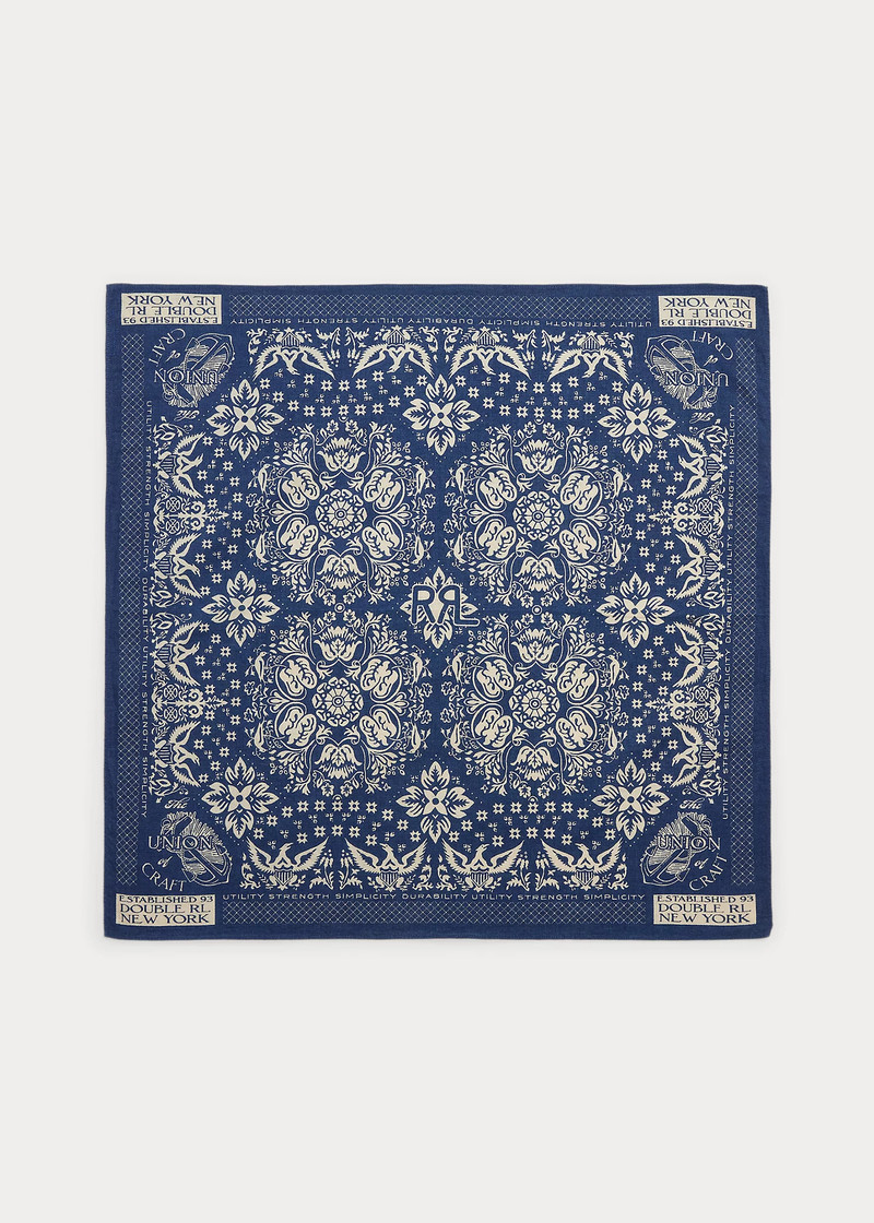 Indigo Floral-Print Cotton Bandanna 1