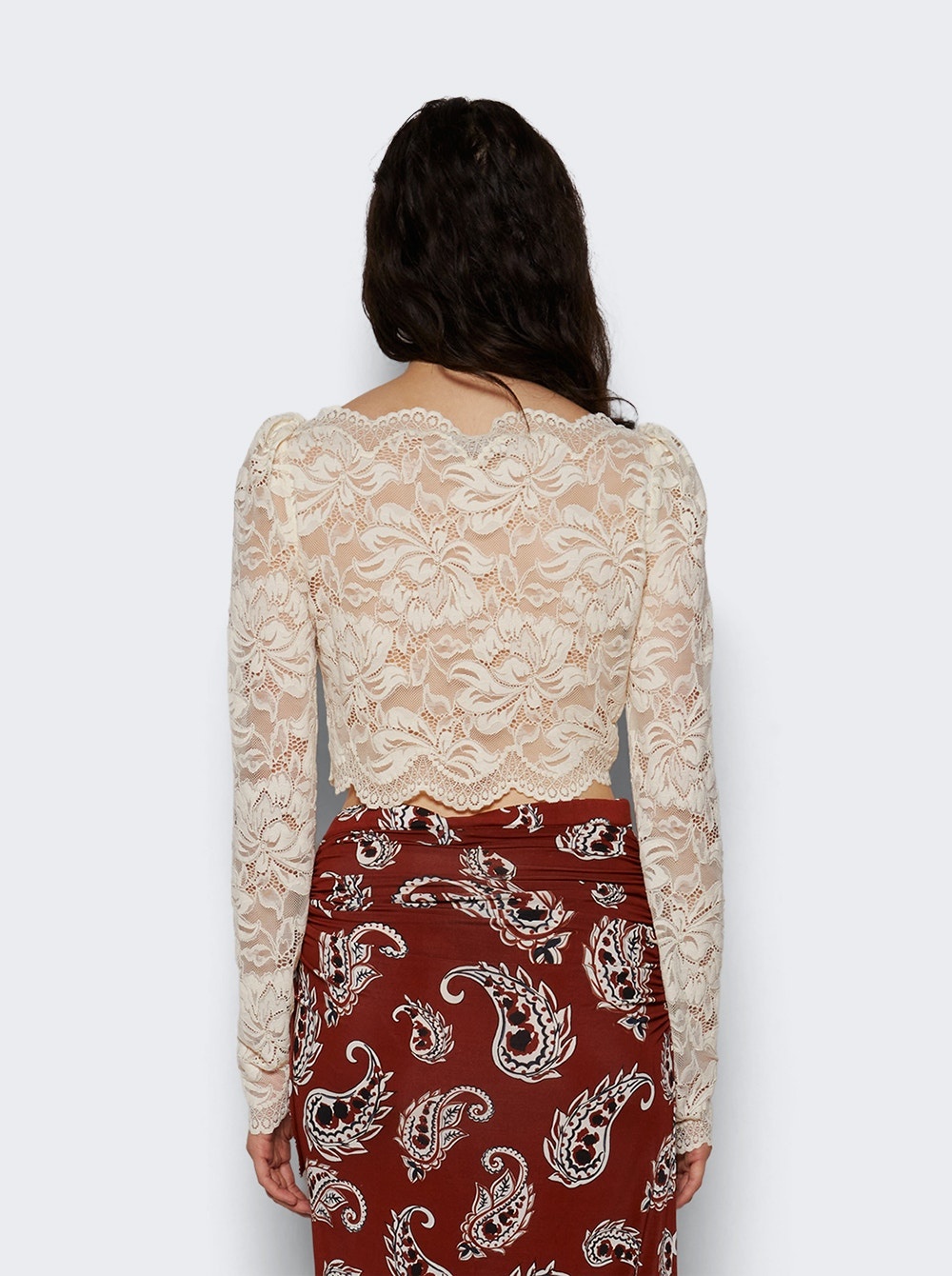 Long-sleeved Crop Top Ivory - 5