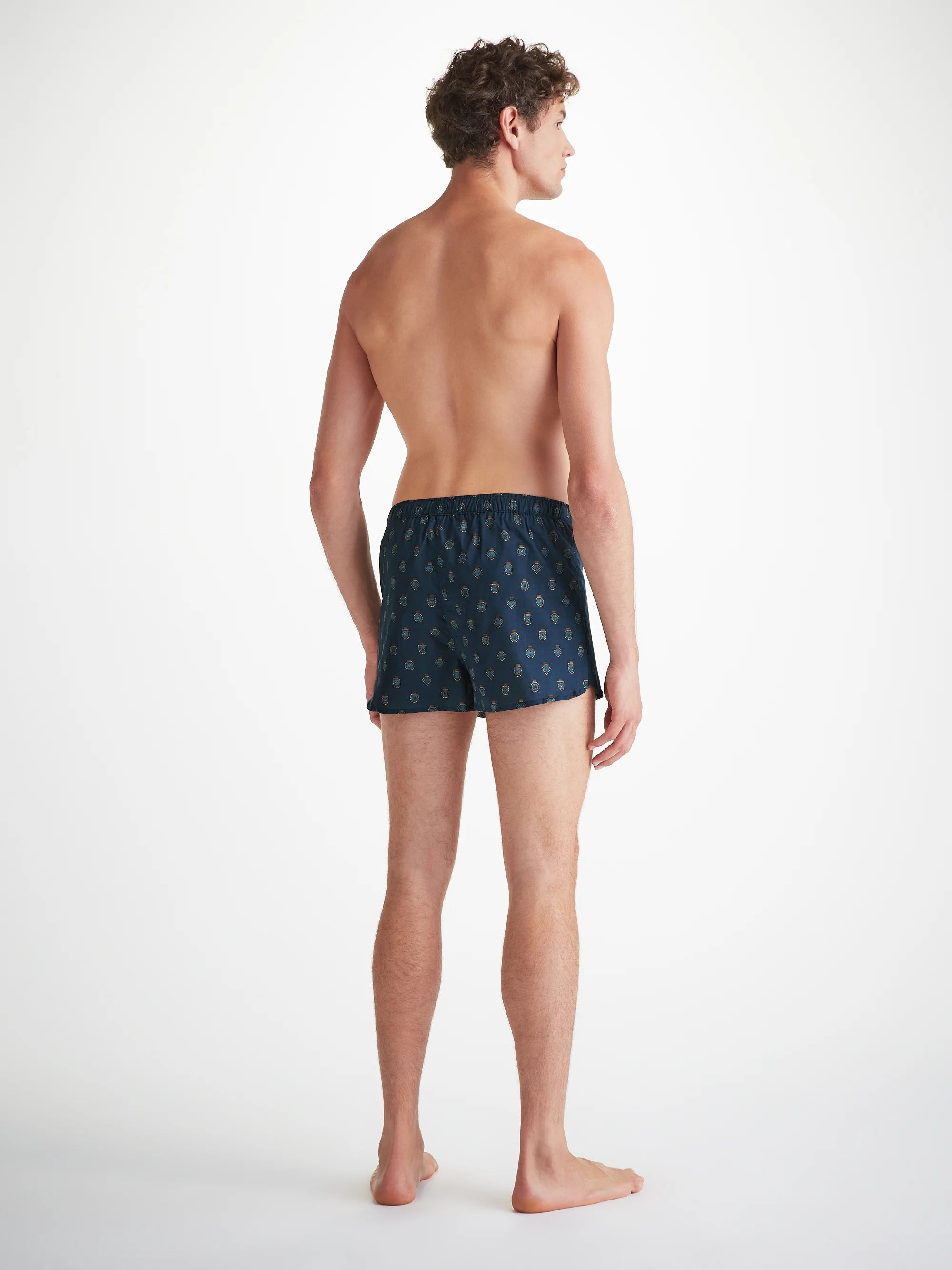 Men's Modern Fit Boxers Cotton Batiste Navy Badge Print - 4