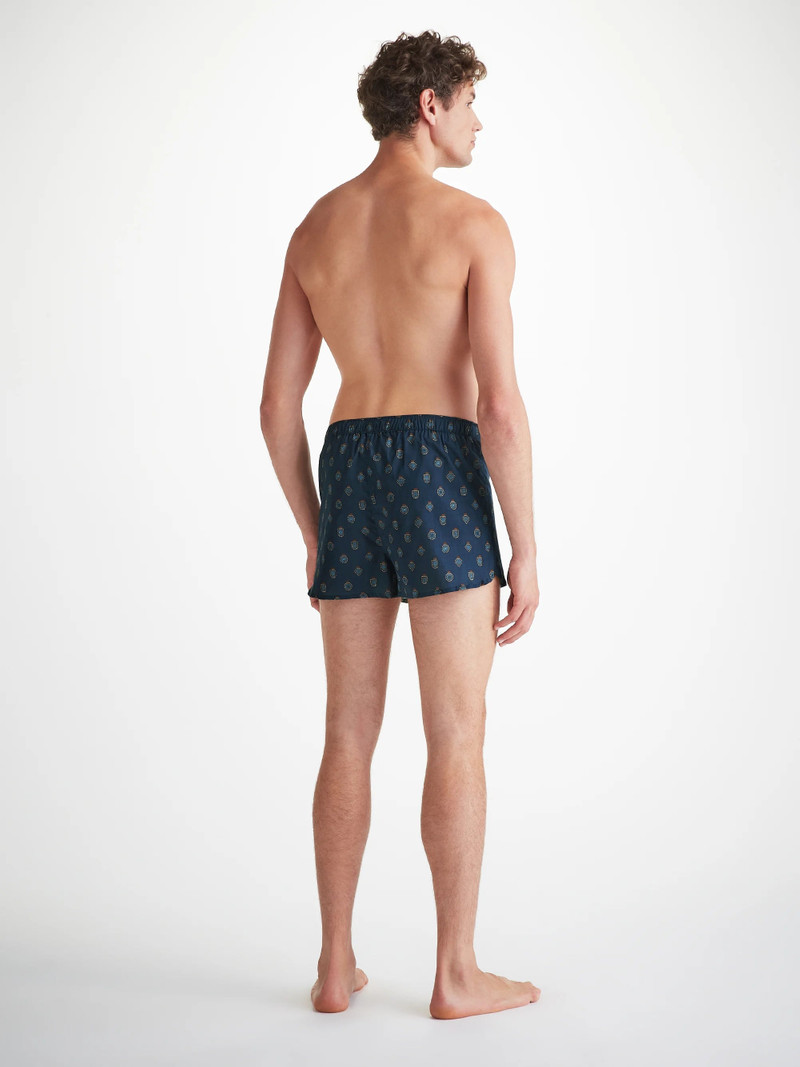Men's Modern Fit Boxers Cotton Batiste Navy Badge Print 4