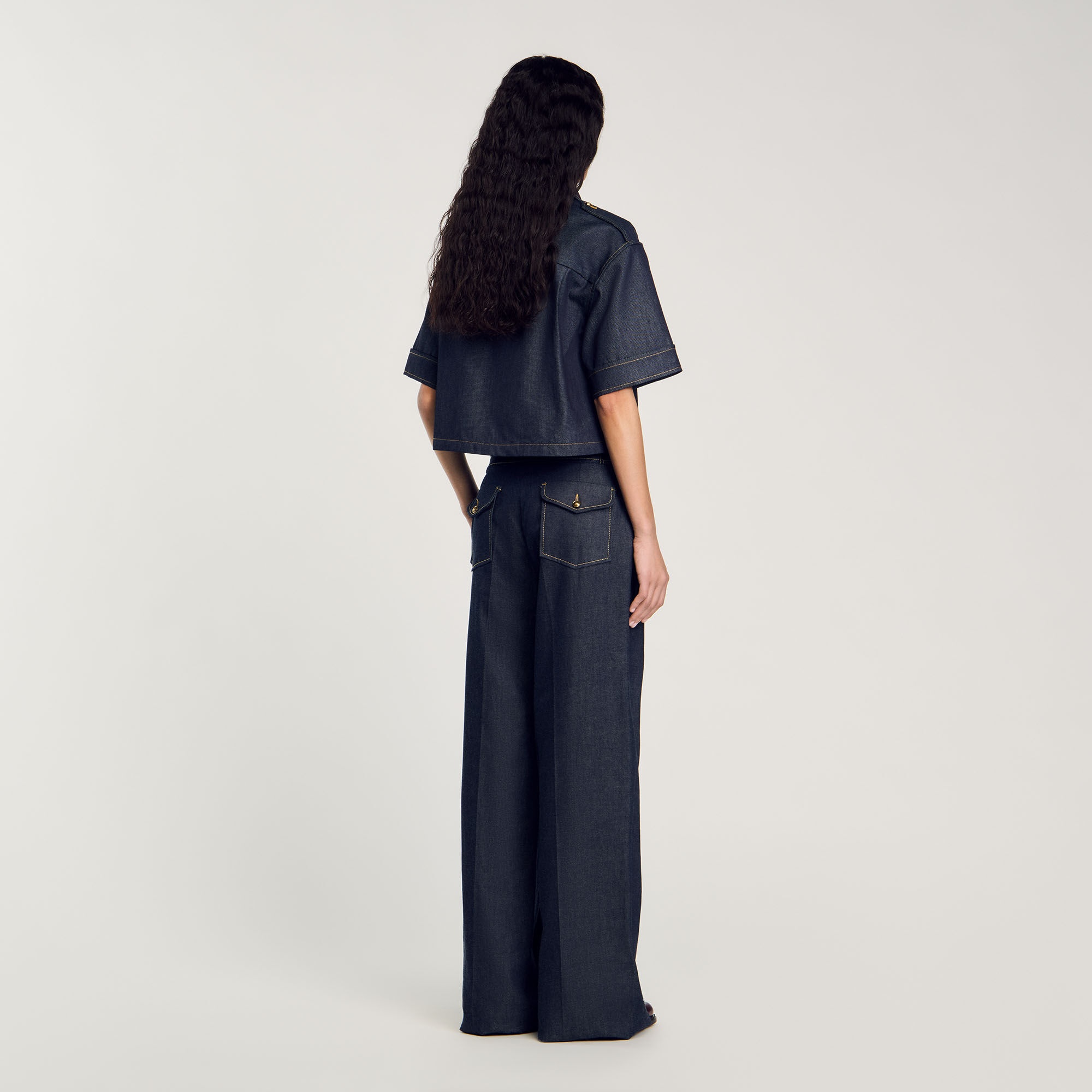 RAW DENIM WIDE-LEG JEANS - 6