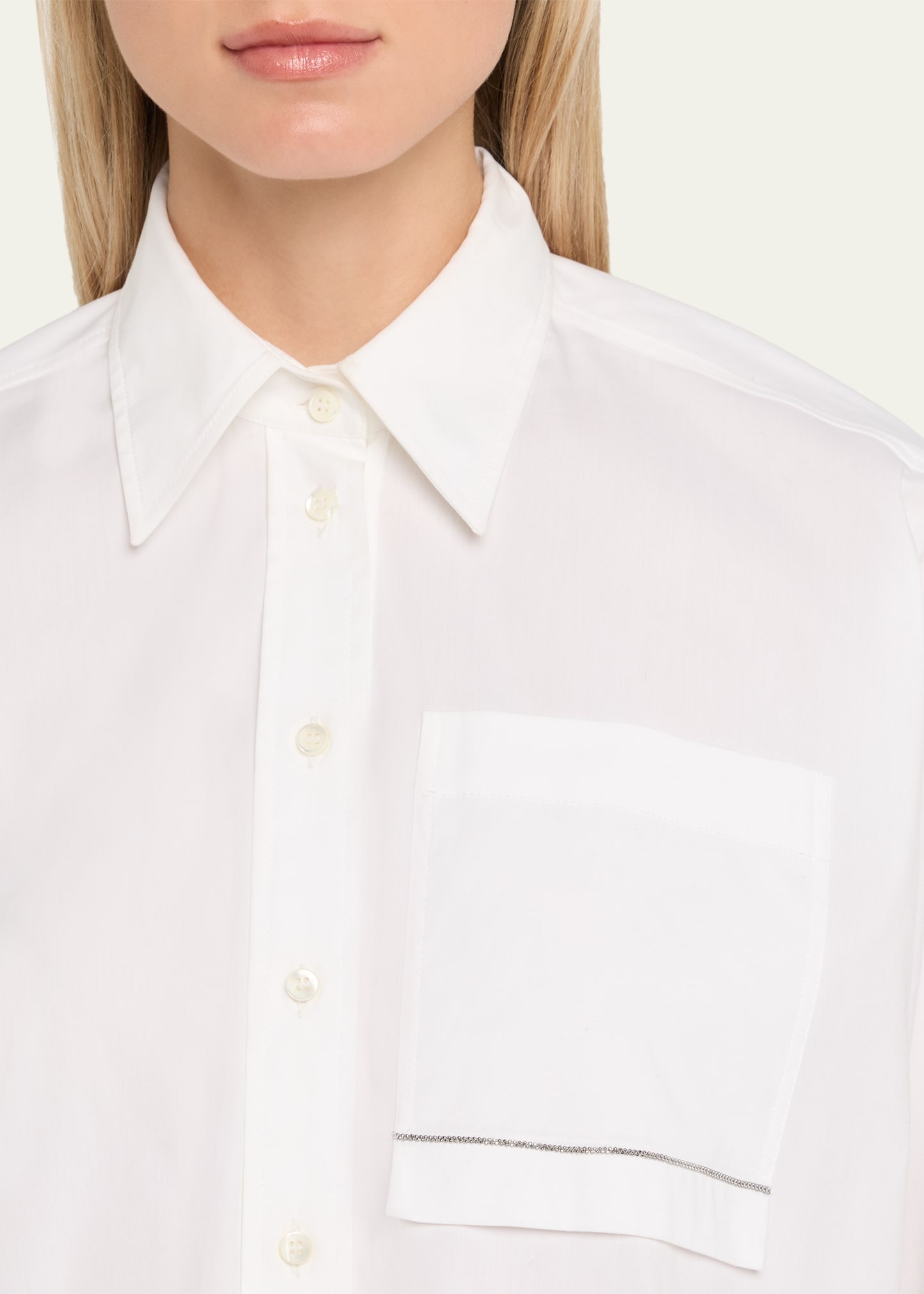 Cropped Poplin Pocket Blouse - 5