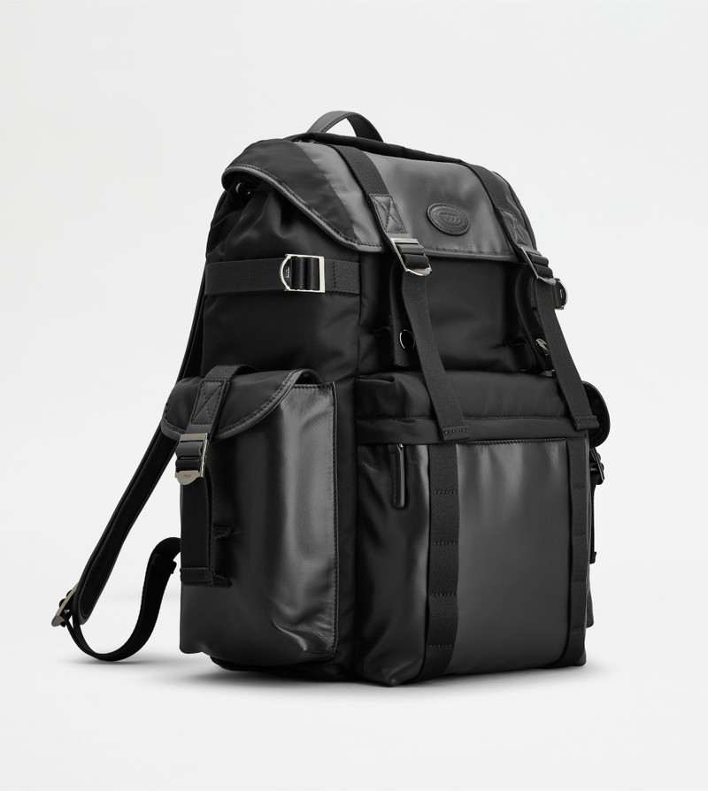 BACKPACK IN FABRIC AND LEATHER MEDIUM - BLACK 2