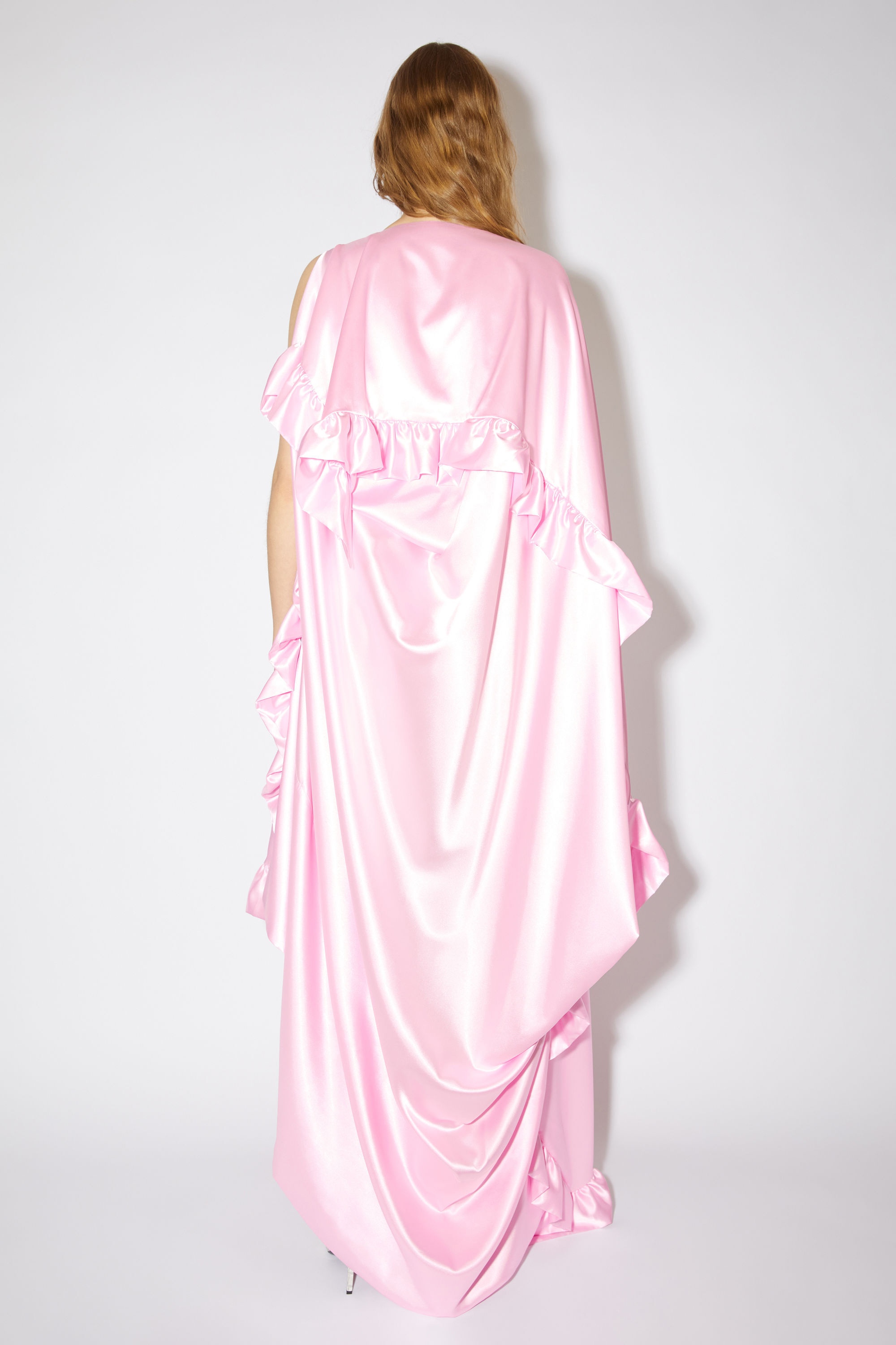 Satin ruffle dress - Pink - 3