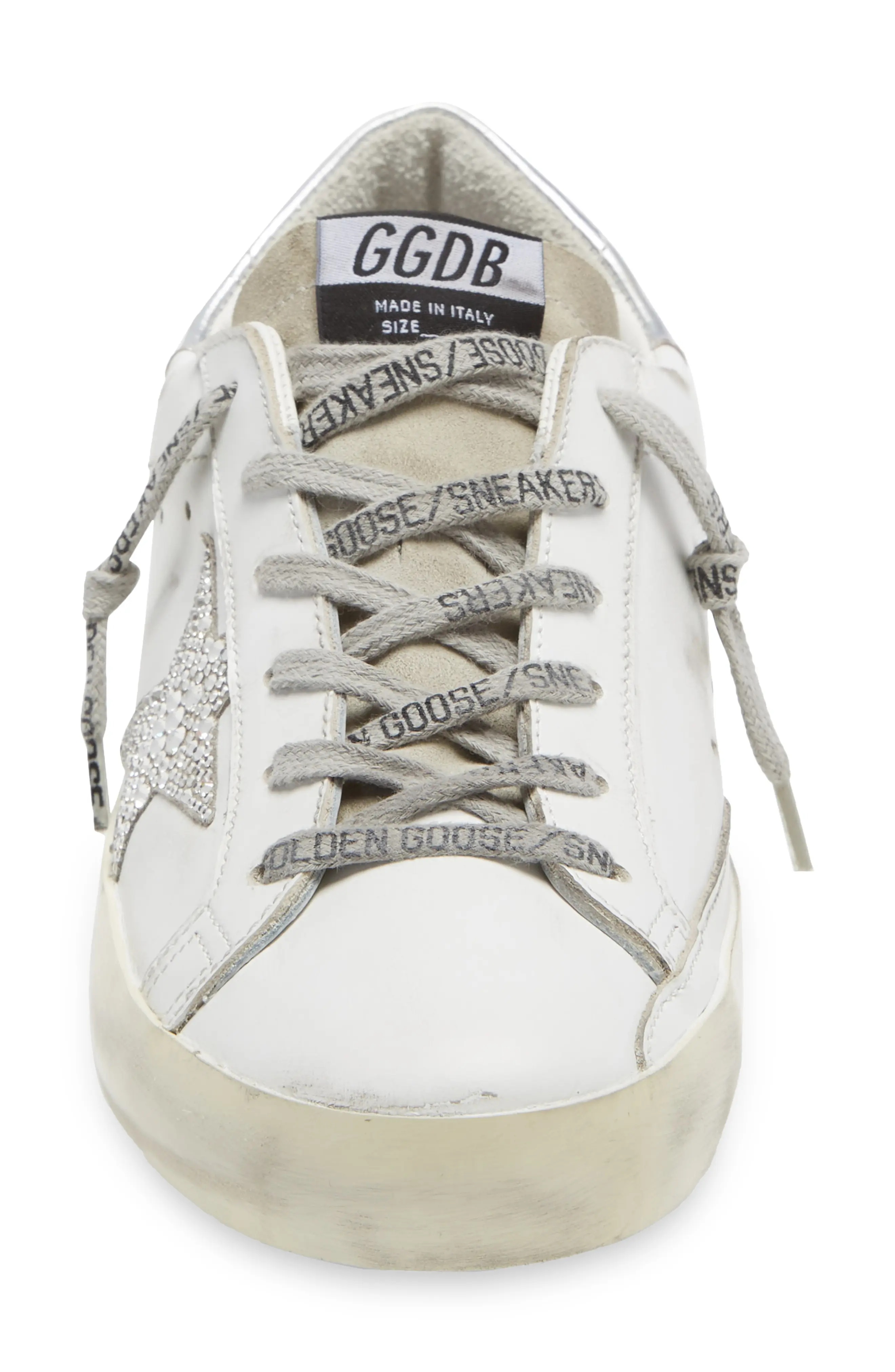 Super-Star Crystal Embellished Sneaker in White/Ice/Silver - 4