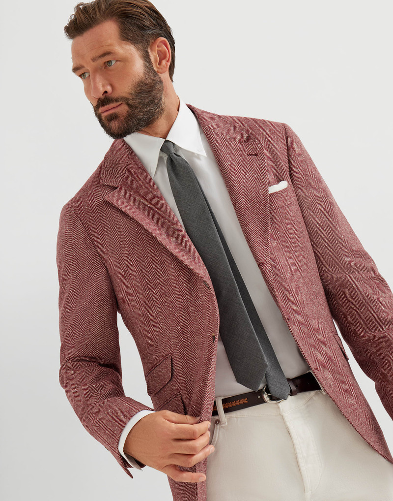 Wool and cashmere flecked chevron deconstructed Cavallo blazer 4