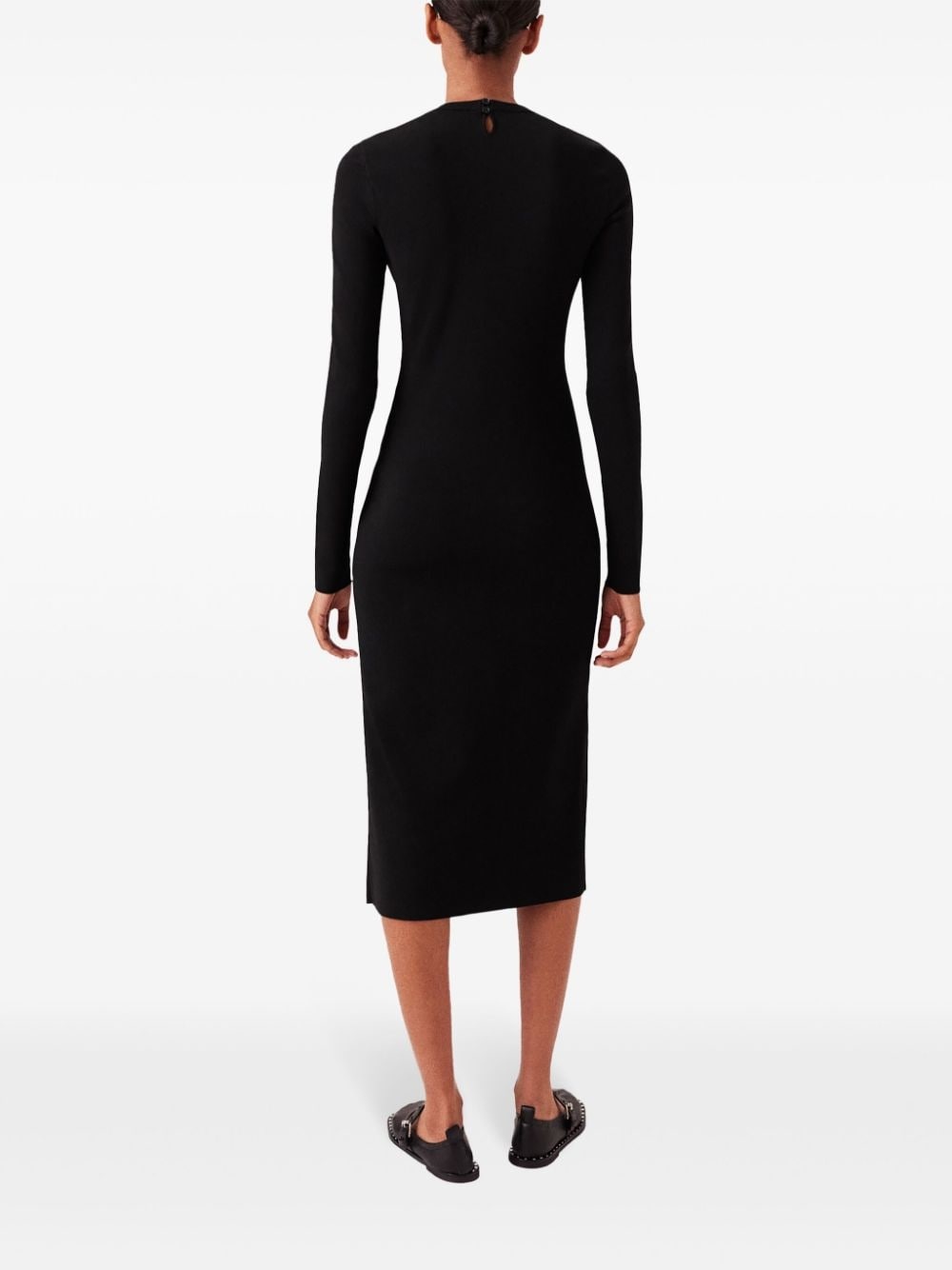 long-sleeve leg-slit dress - 4