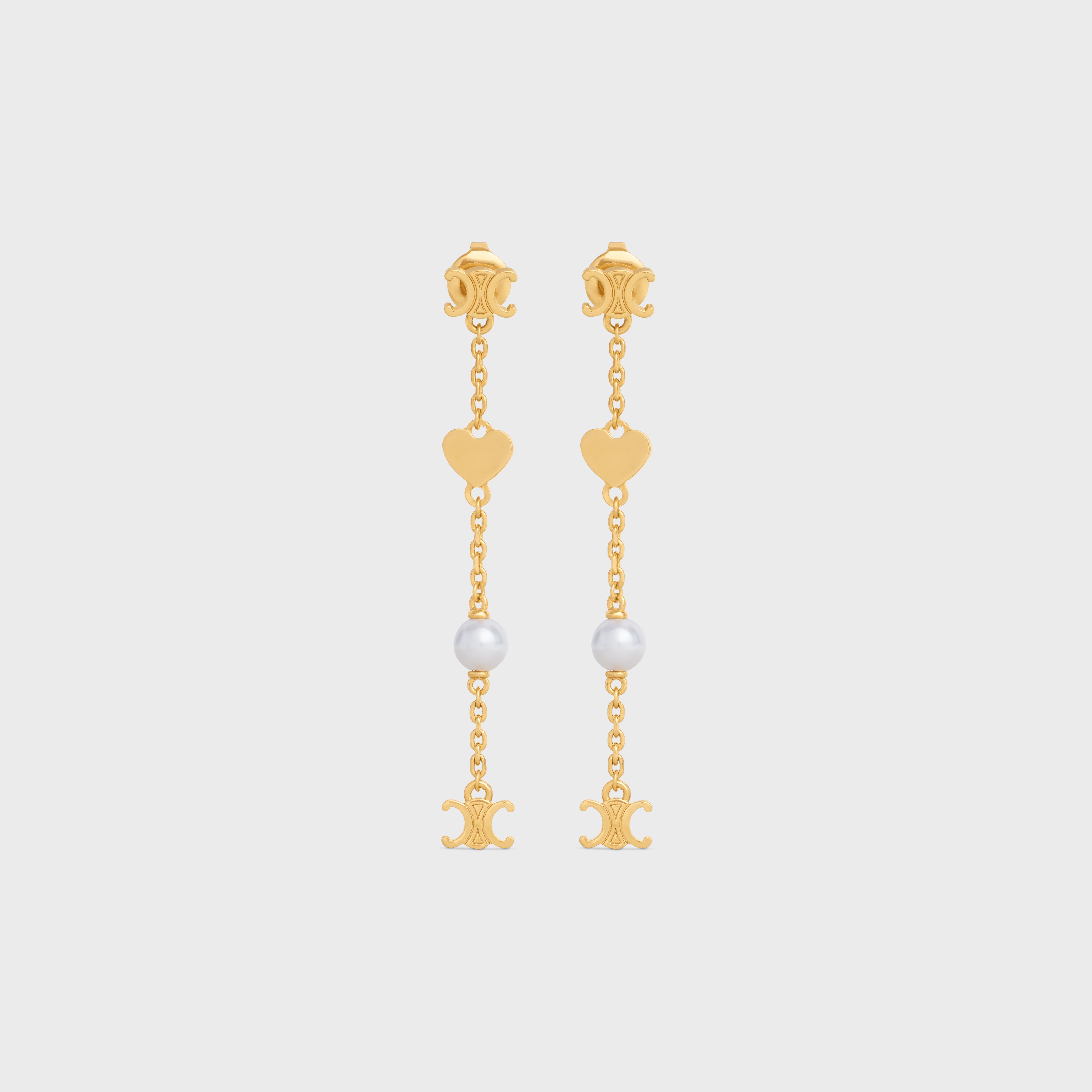 Cœur Celine Charms Earrings in Brass with Gold Finish and Resin Pearl - 1