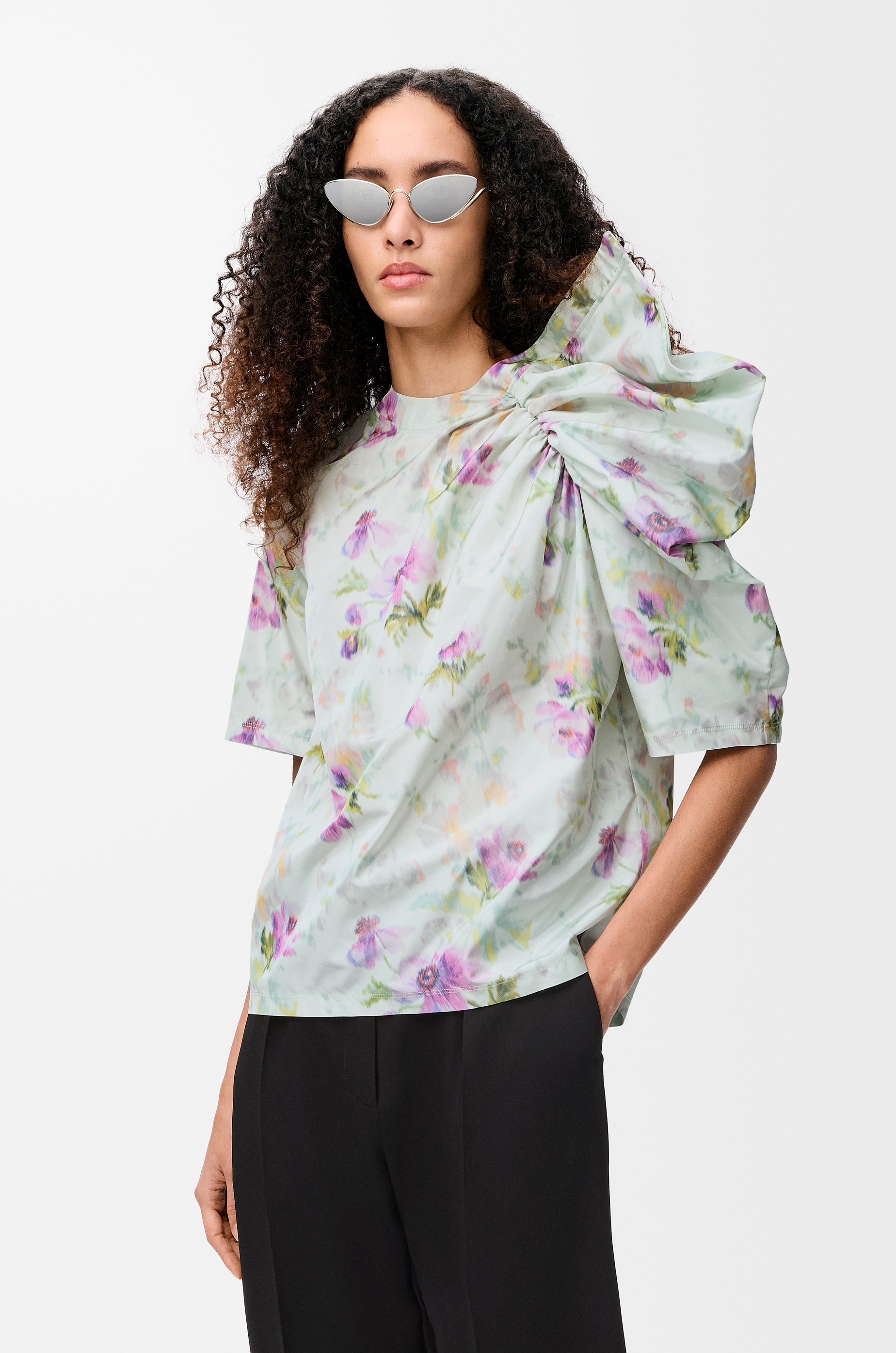 Draped top in silk blend taffeta - 3
