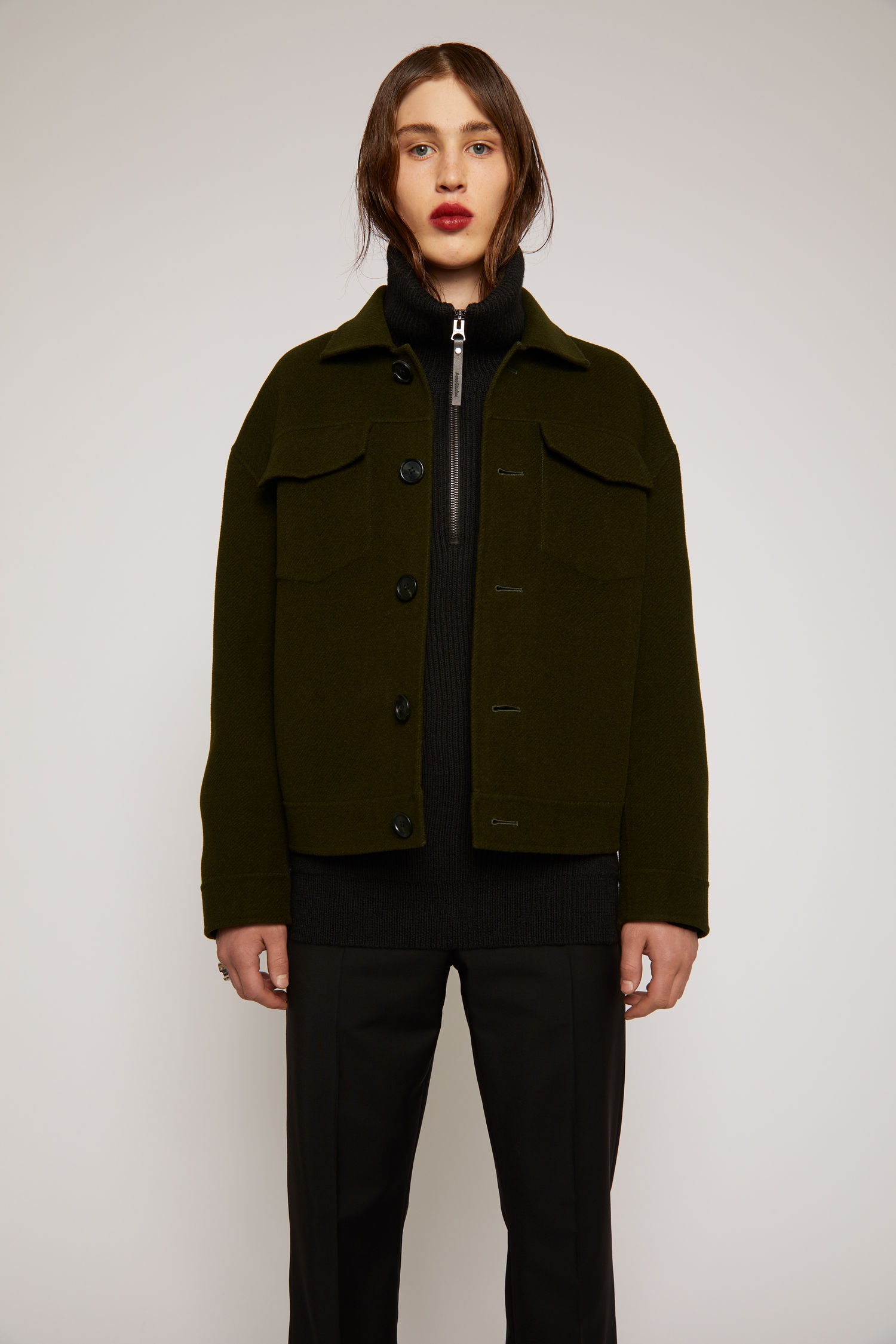 Wool twill jacket hunter green - 5