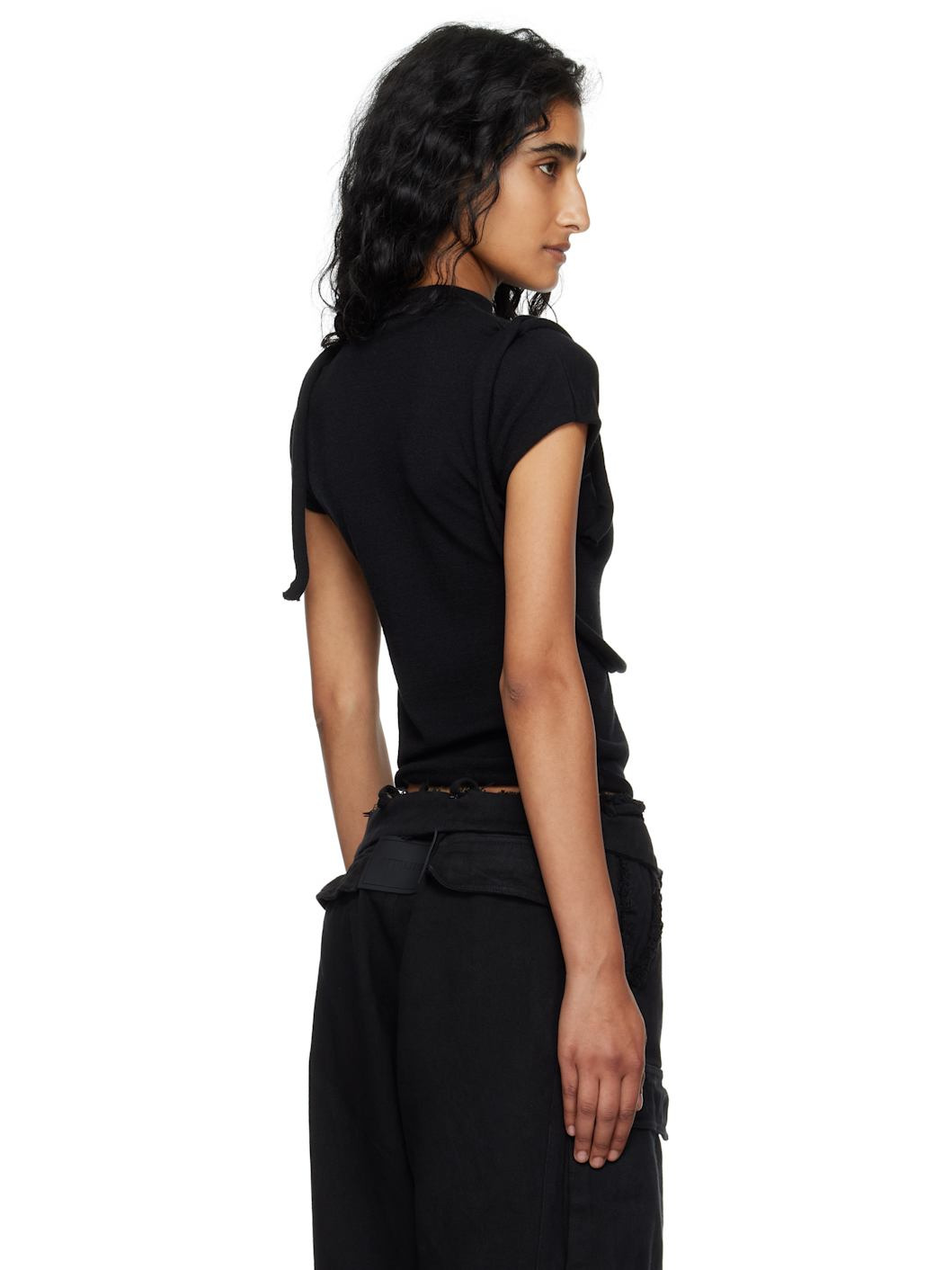 Black Deconstructed Knit T-shirt - 3
