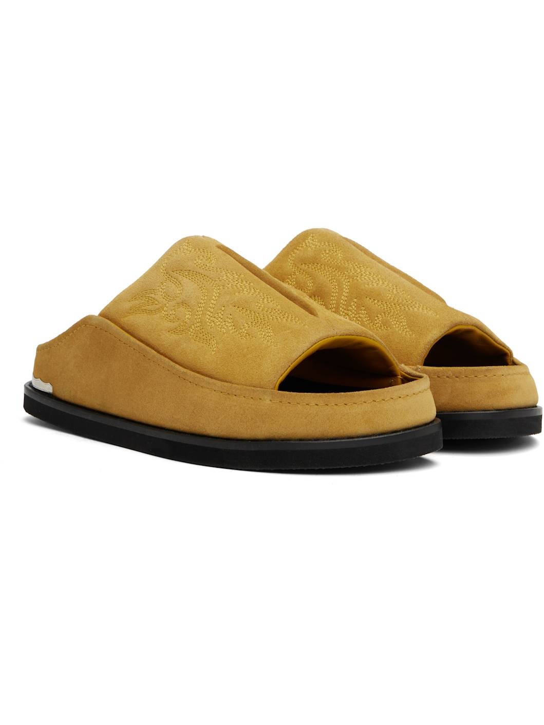 Tan Embroidered Sandals - 4