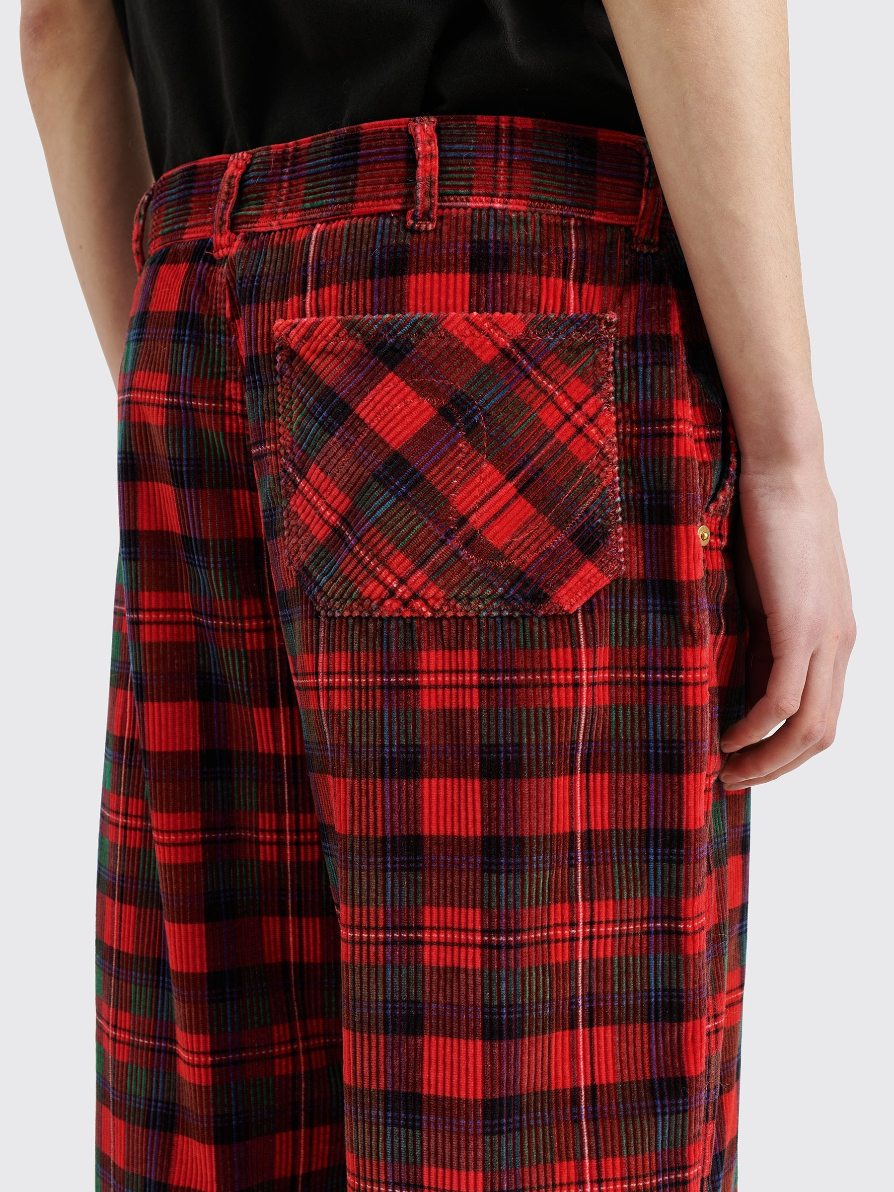 ERL PLAID CORDUROY PANTS RED - 5